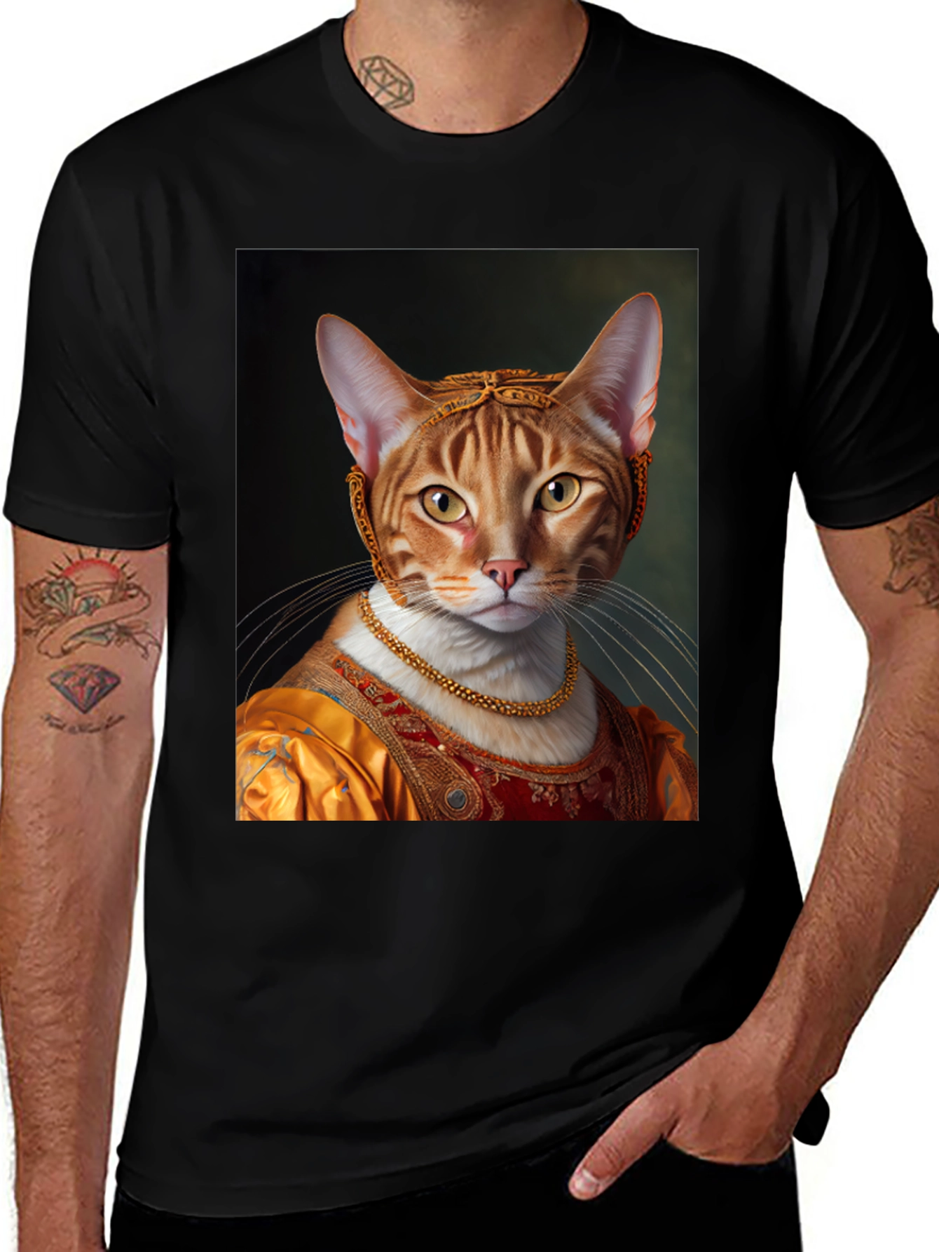 Variant 3 of Renaissance Cat Portrait Graphic Tee