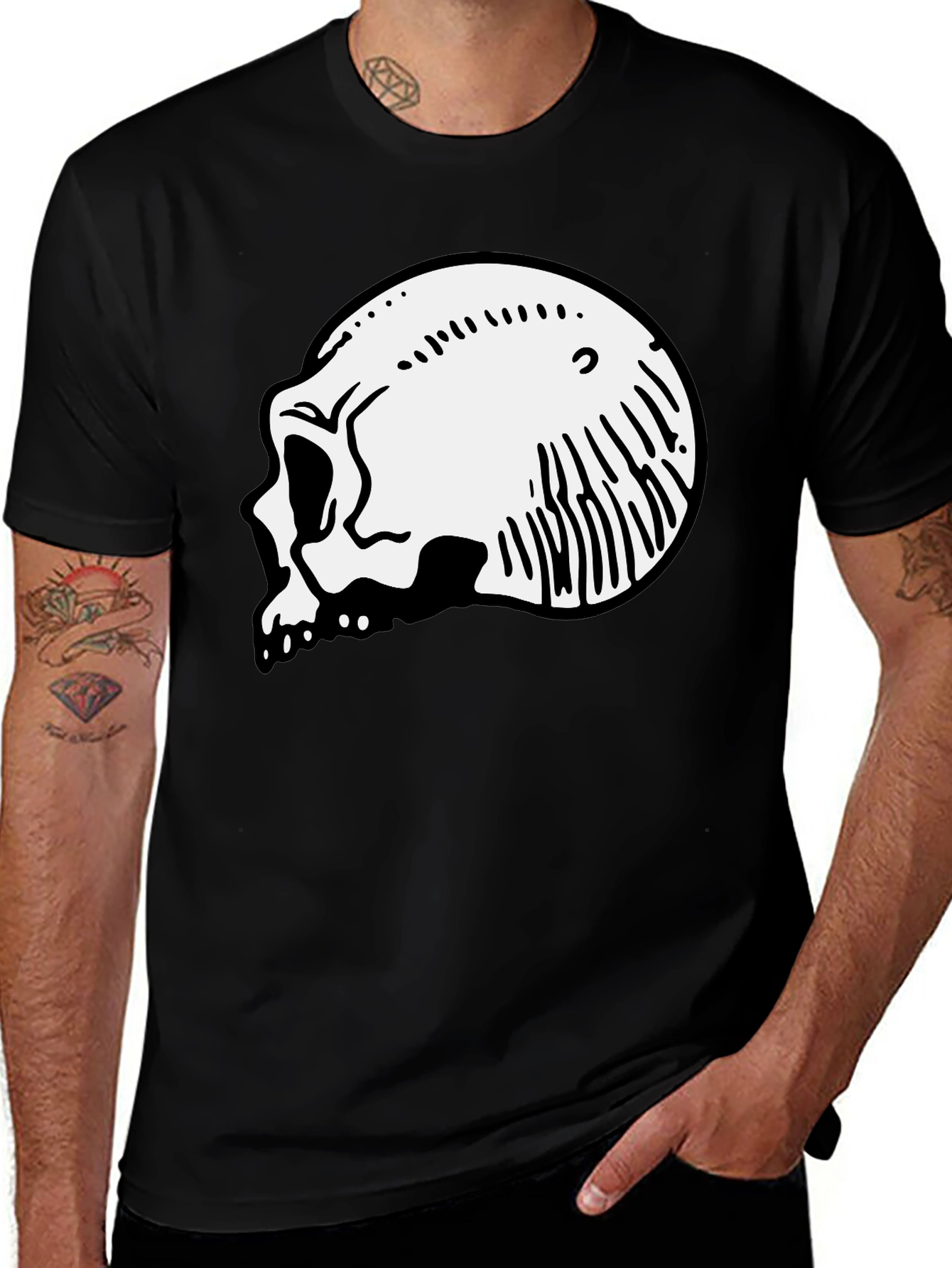 Variant 21 of Skull Graphic Print Black T-Shirt