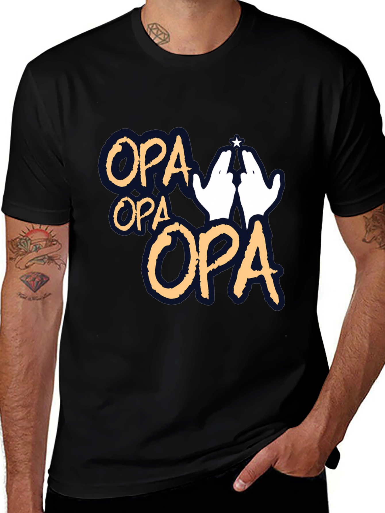 Variant 23 of Opa Hand Sign Graphic T-Shirt - Black