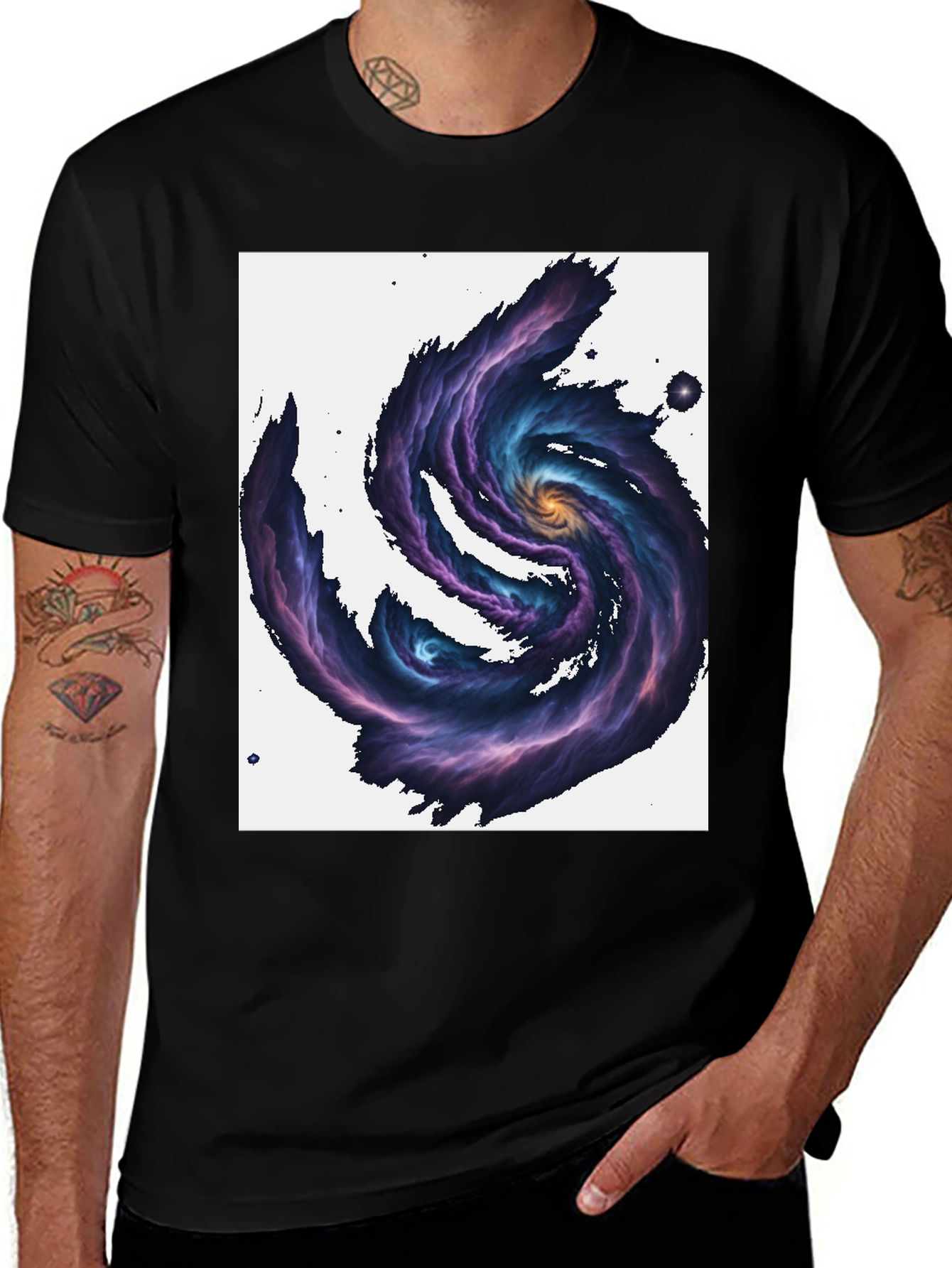 Variant 23 of Cosmic Galaxy Swirl T-Shirt - Black Cotton Blend
