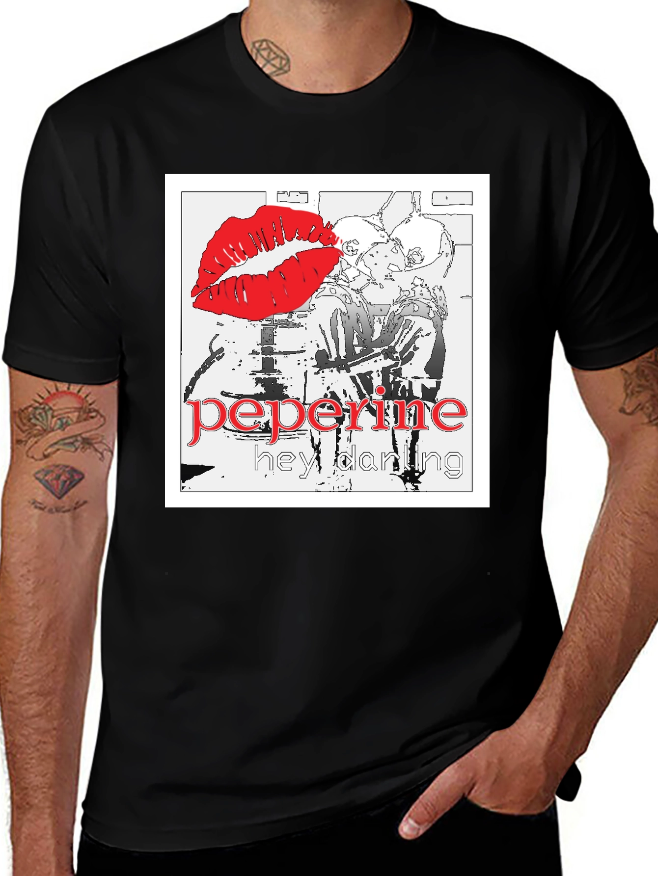 Variant 25 of Edgy Graphic Tee - Lips & Text Design