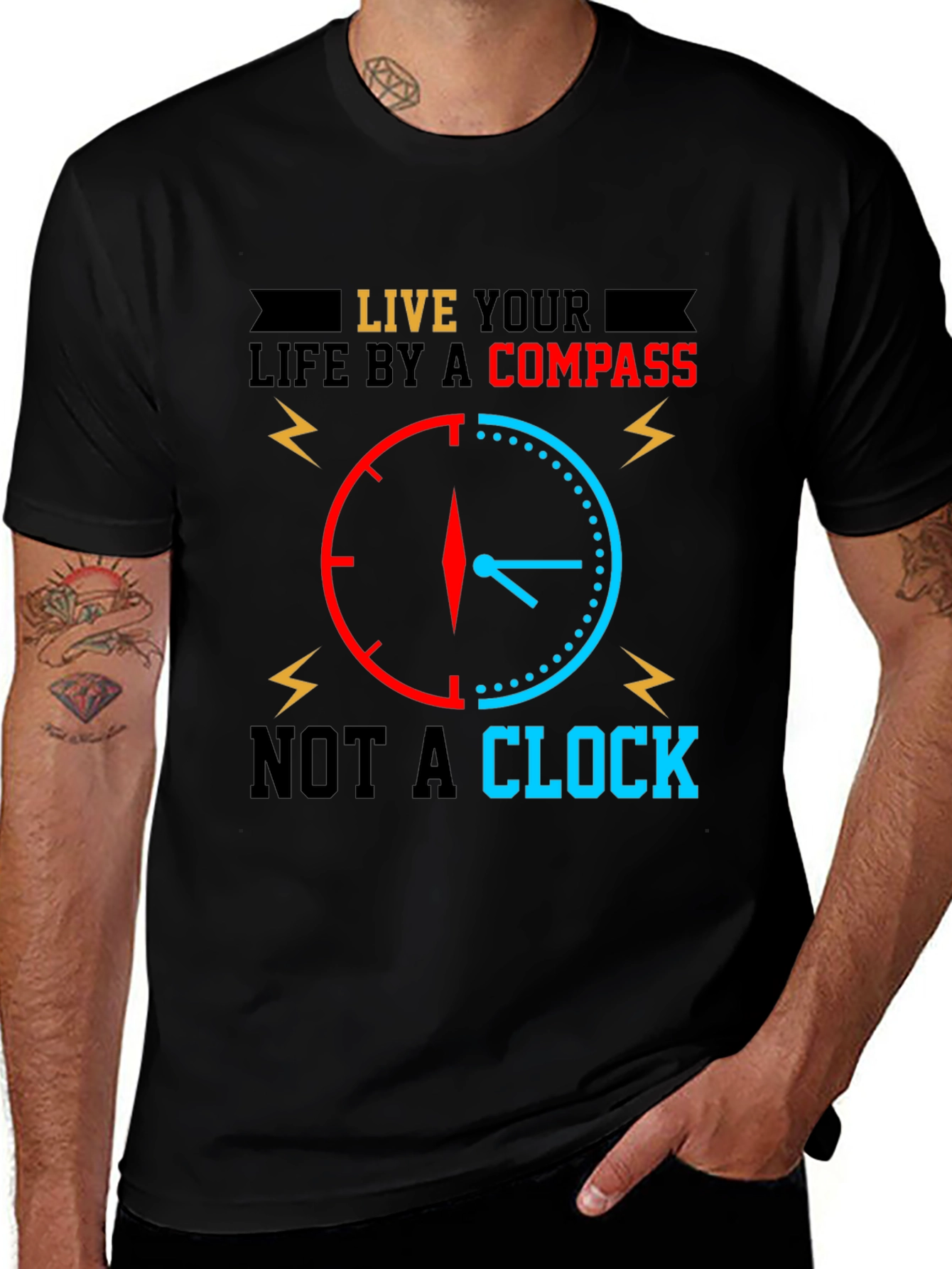 Variant 19 of Compass vs Clock Graphic Tee - Live Your Life