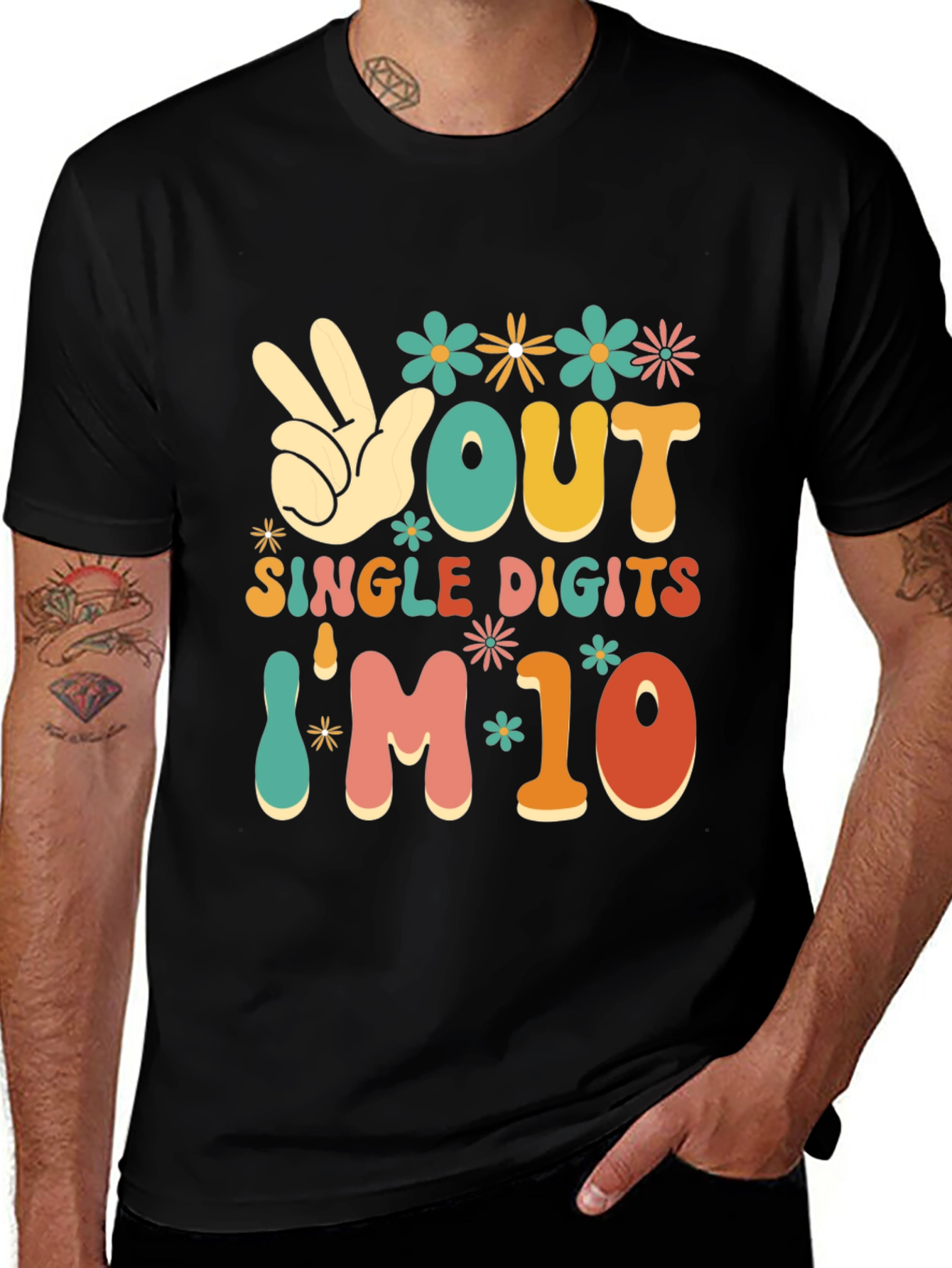 Peace Out Single Digits I'm 10 T-Shirt - Retro Birthday Shirt