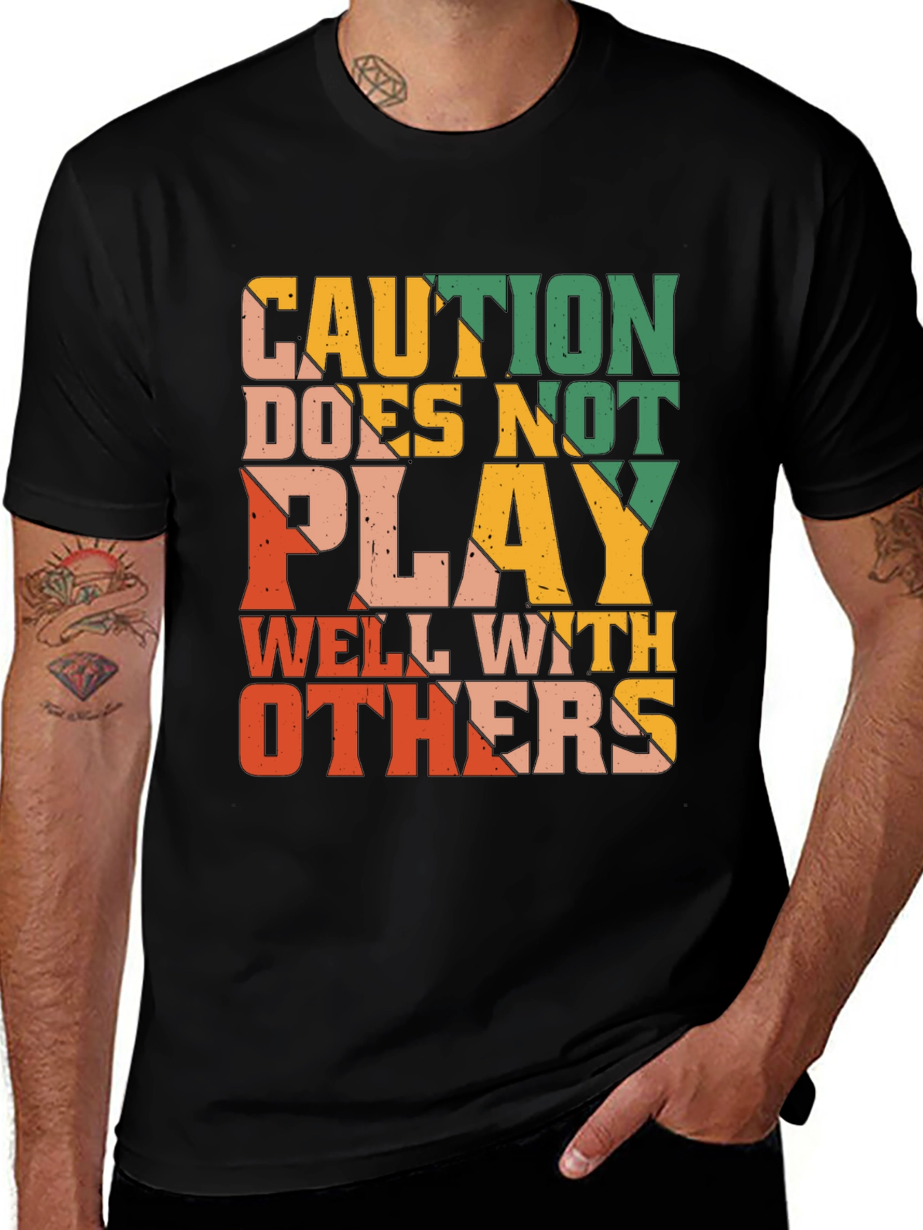 Variant 11 of Caution Doesn't Play Well With Others Graphic Tee