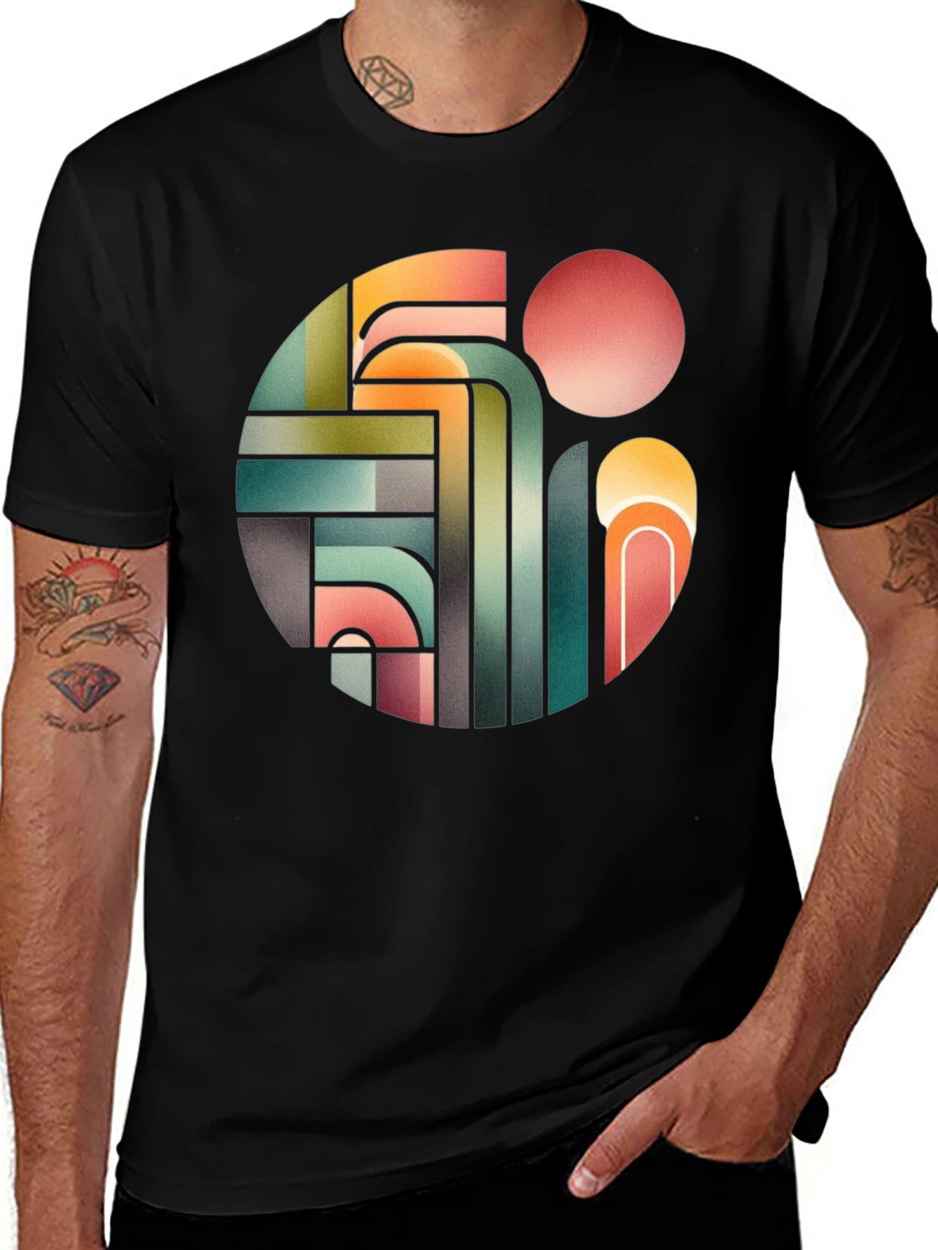 Variant 7 of Retro Geometric Circle Graphic T-Shirt