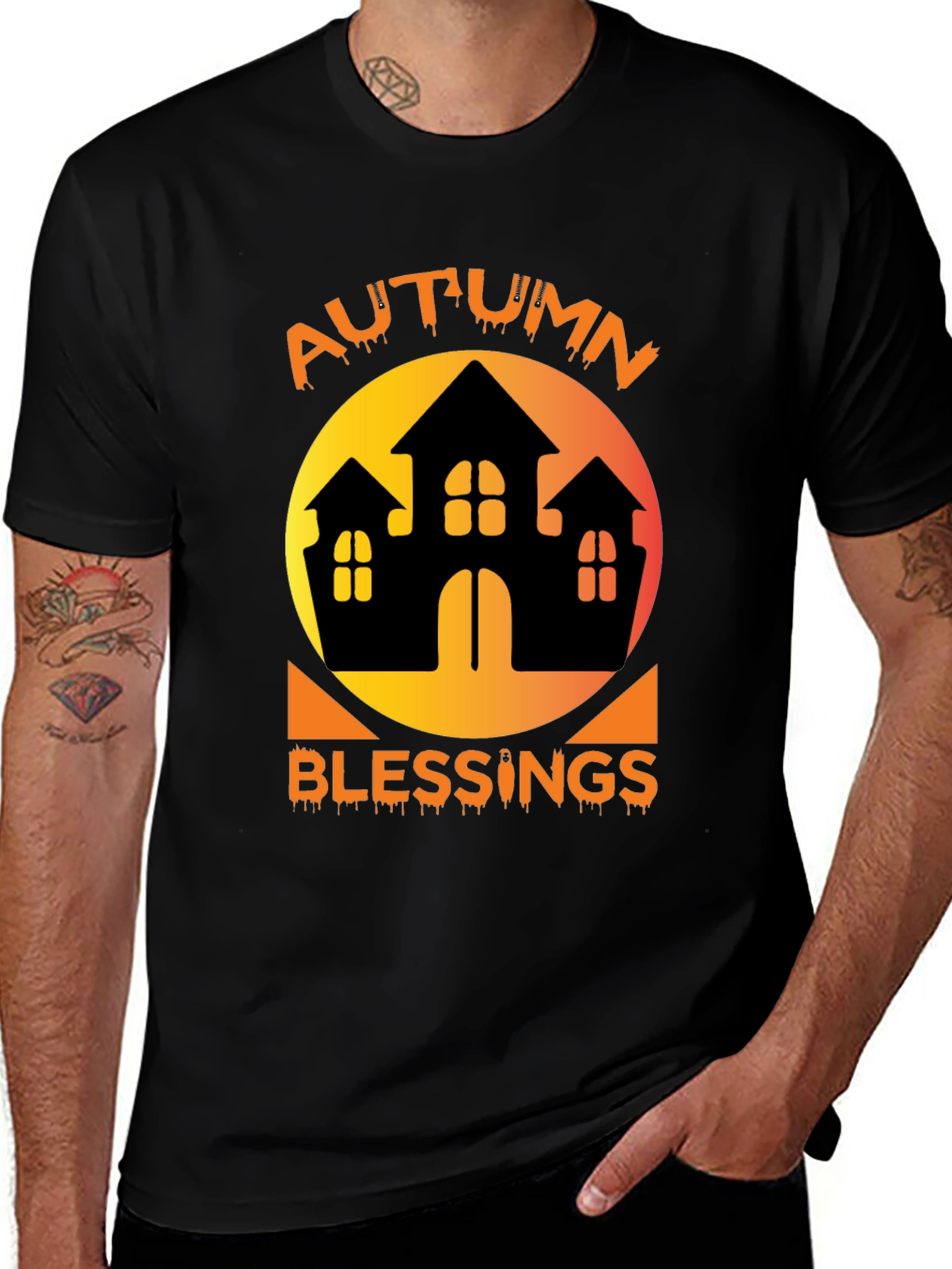 Autumn Blessings Haunted House T-Shirt