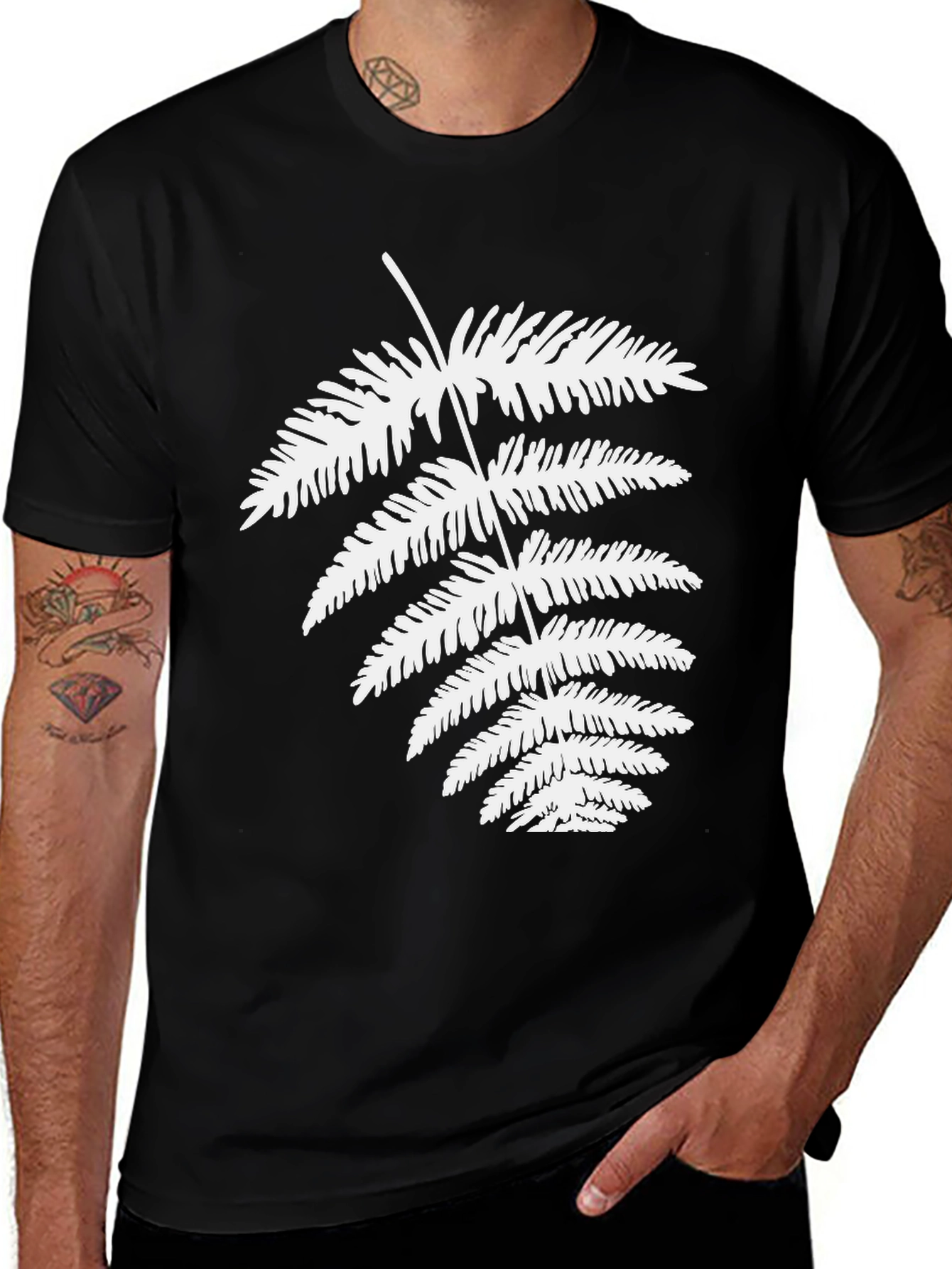 Variant 27 of Fern Graphic Black T-Shirt