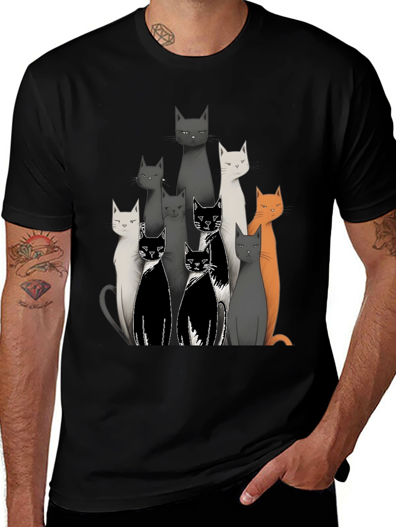 Variant 12 of Stylish Cat Print T-Shirt - Unique Design