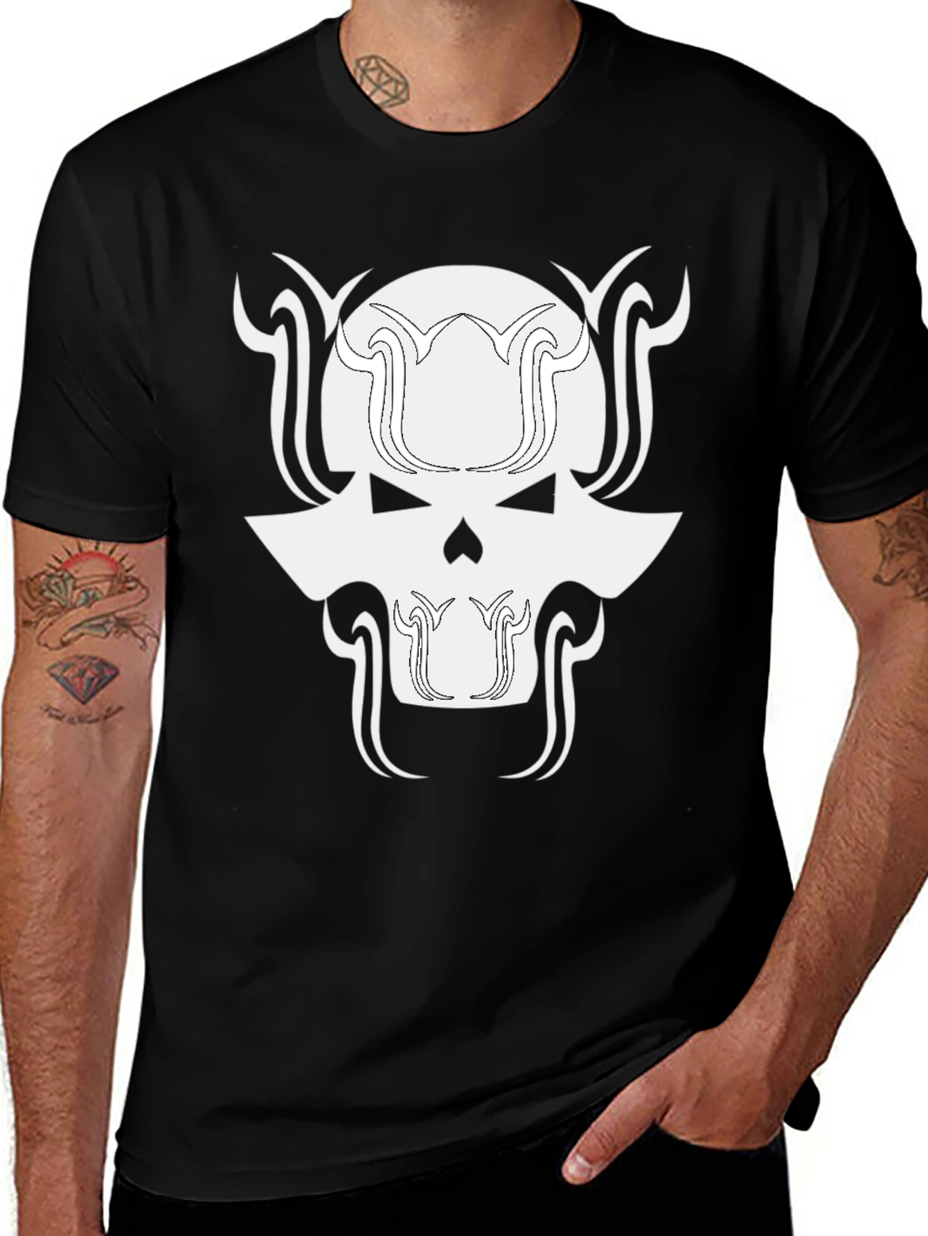 Variant 17 of Skull Graphic Black T-Shirt - Edgy Streetwear