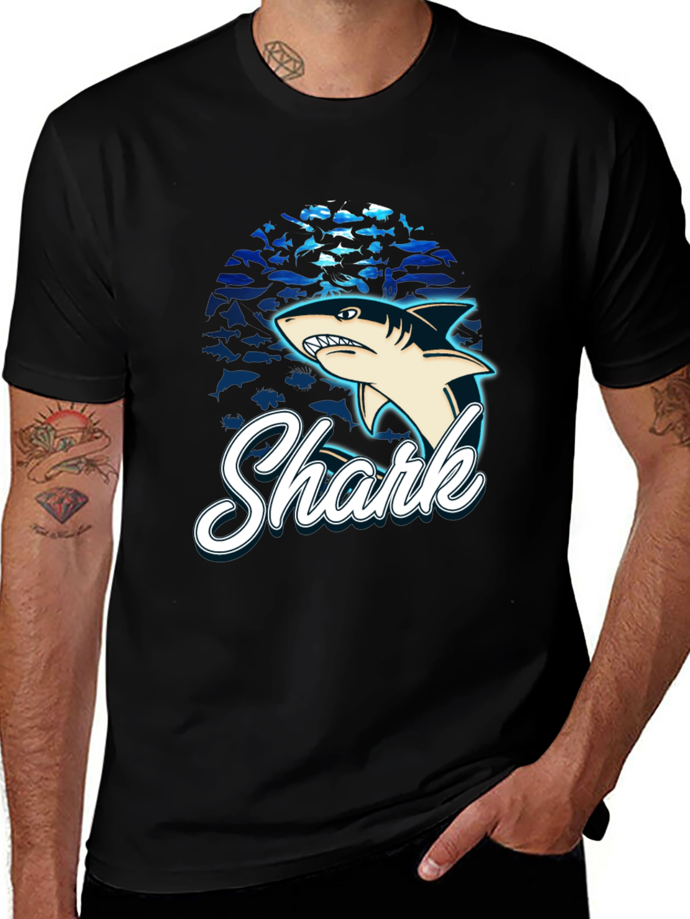 Variant 30 of Cool Shark Graphic Black T-Shirt