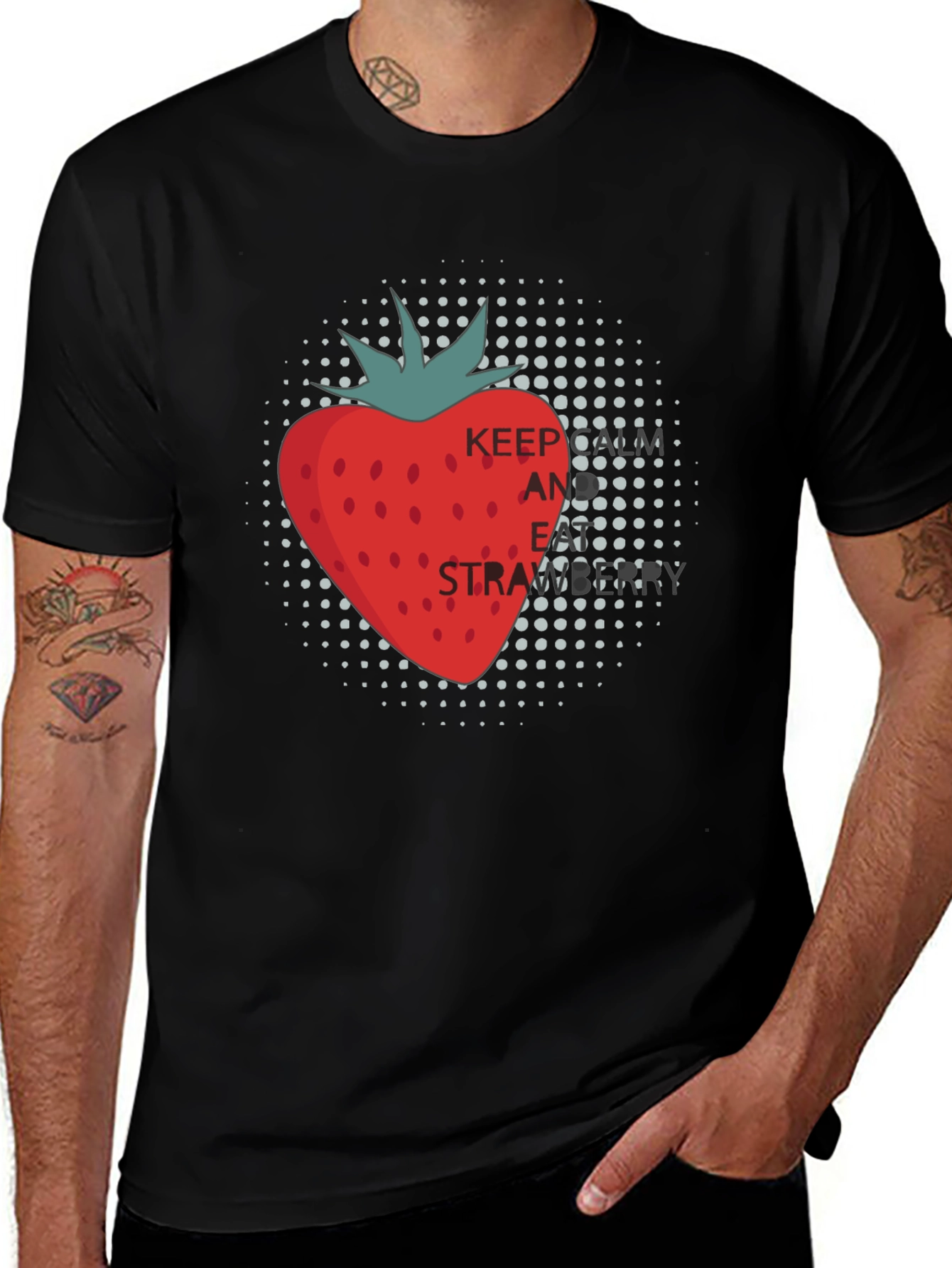 Variant 18 of Keep and Eat Strawberries Black T-Shirt