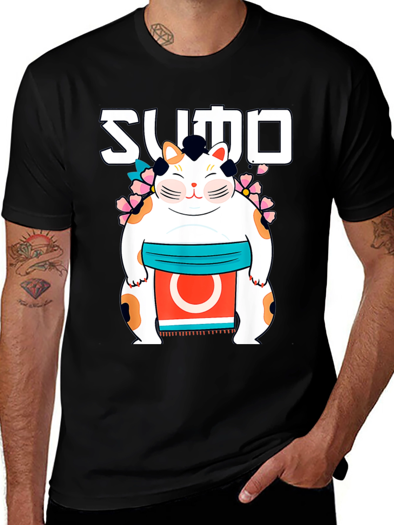 Variant 12 of Sumo Cat Graphic T-Shirt - Stylish Cotton Tee