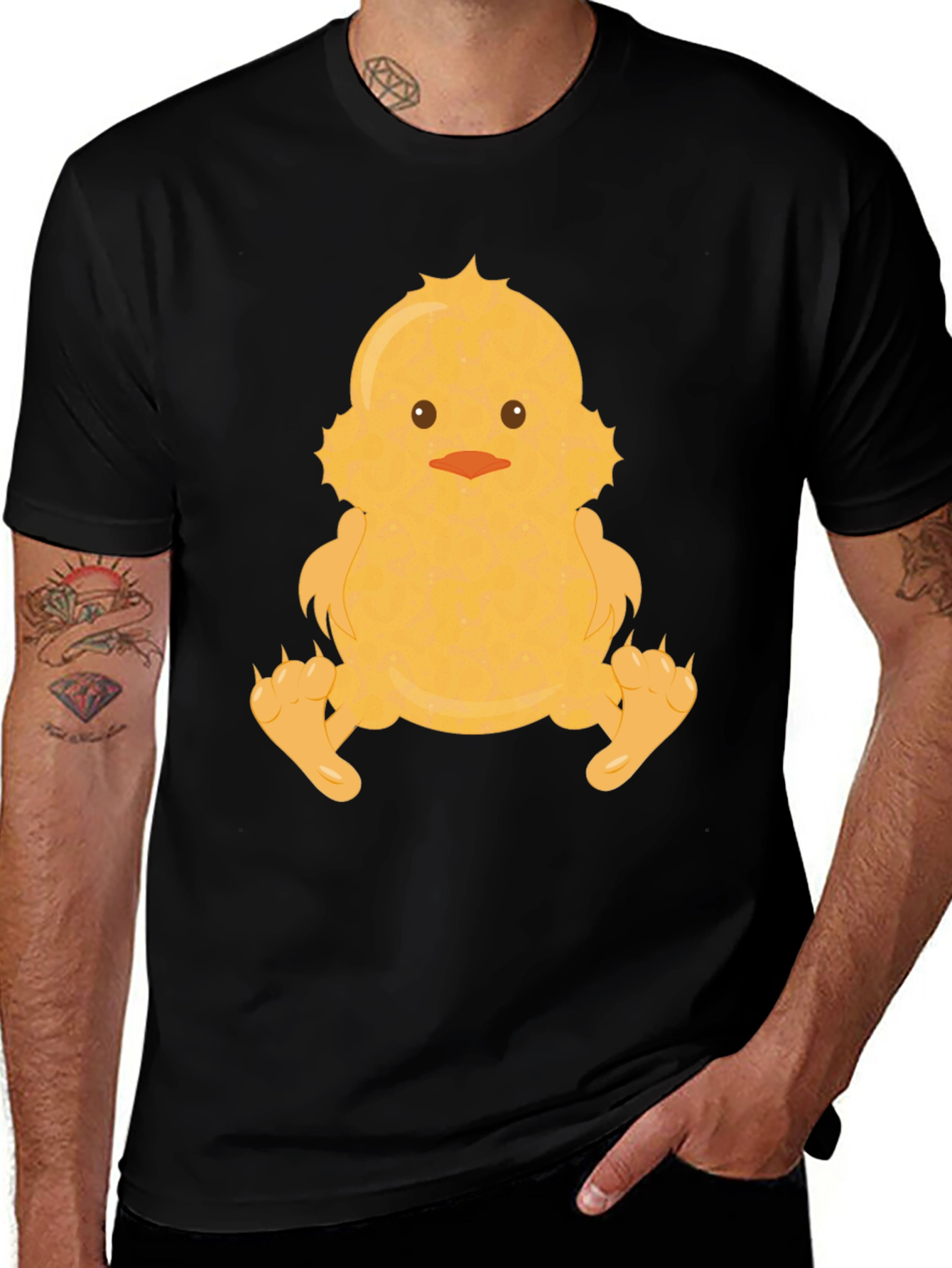 Variant 19 of Cute Chick Graphic Tee - Black Cotton T-Shirt