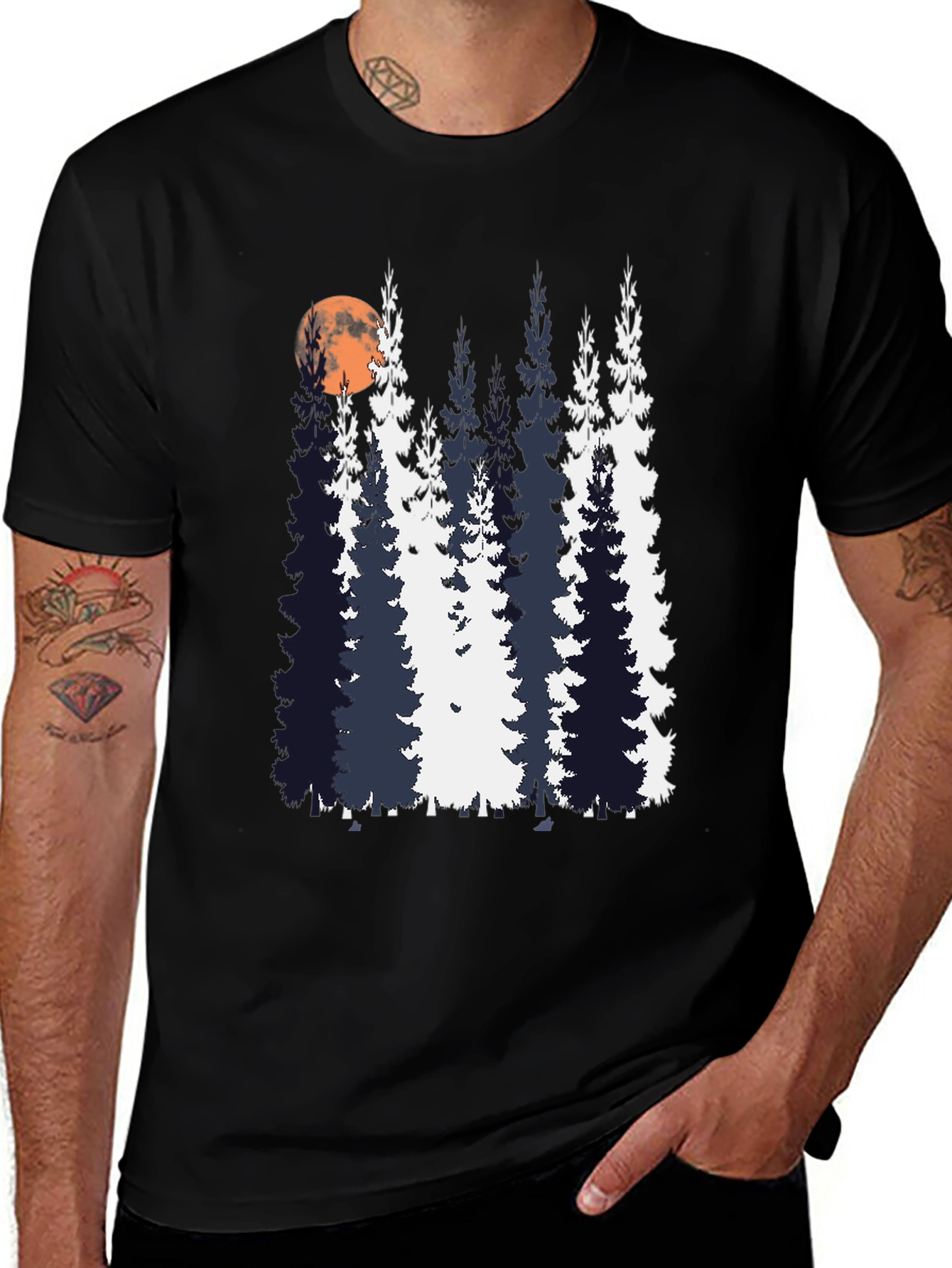 Variant 24 of Nature Inspired T-Shirt with Tree and Moon Design