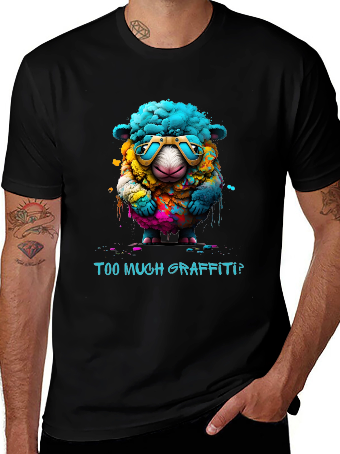 Variant 28 of Graffiti Sheep Graphic Tee - Too Much?