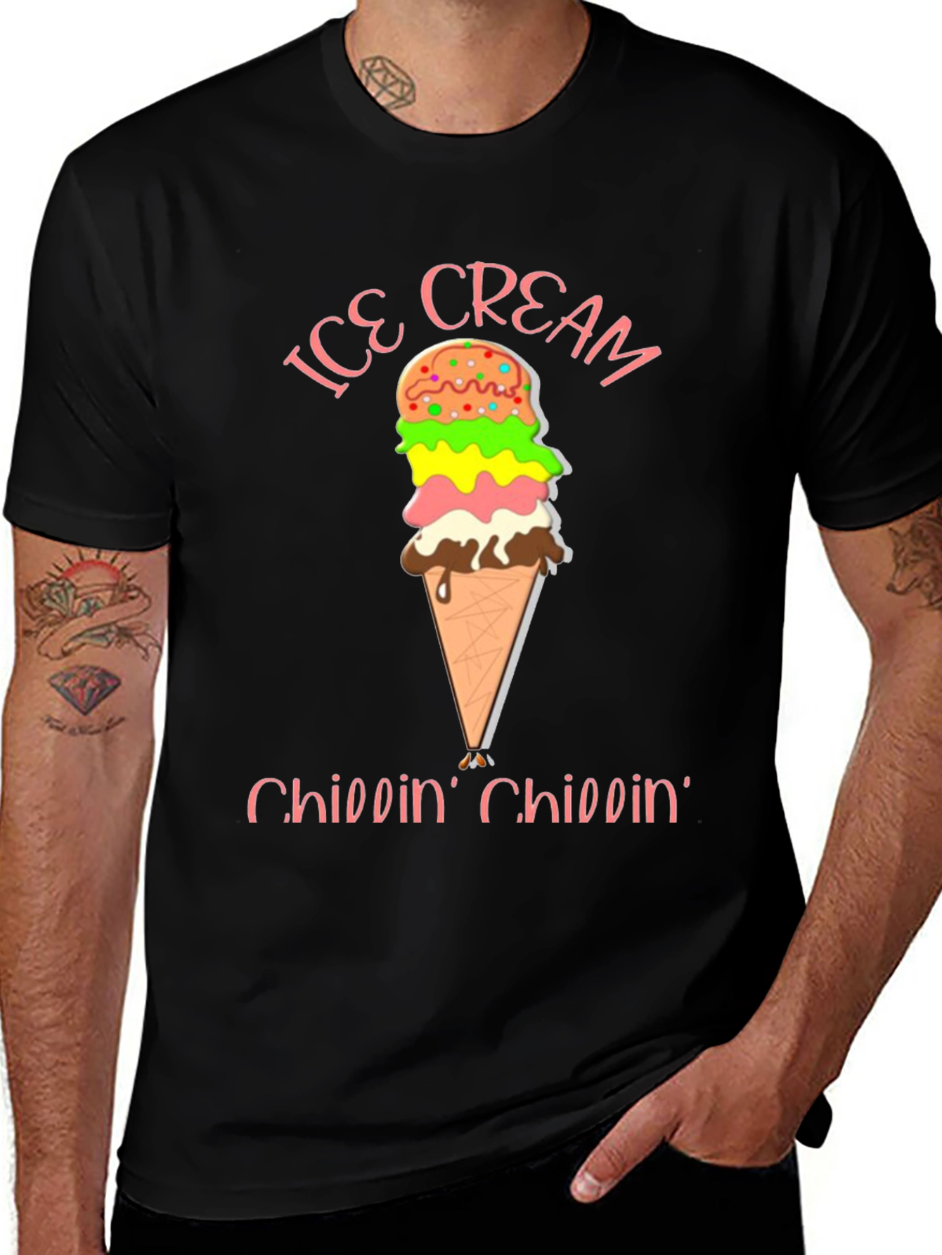 Variant 21 of Ice Cream Chillin' Black Graphic Tee