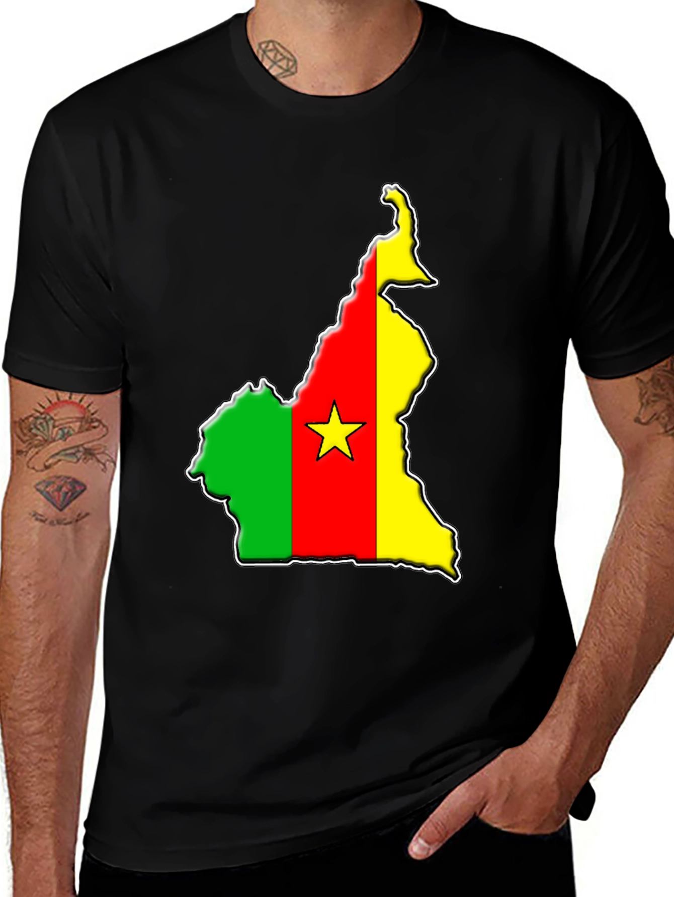 Variant 11 of Cameroon Flag Map T-Shirt