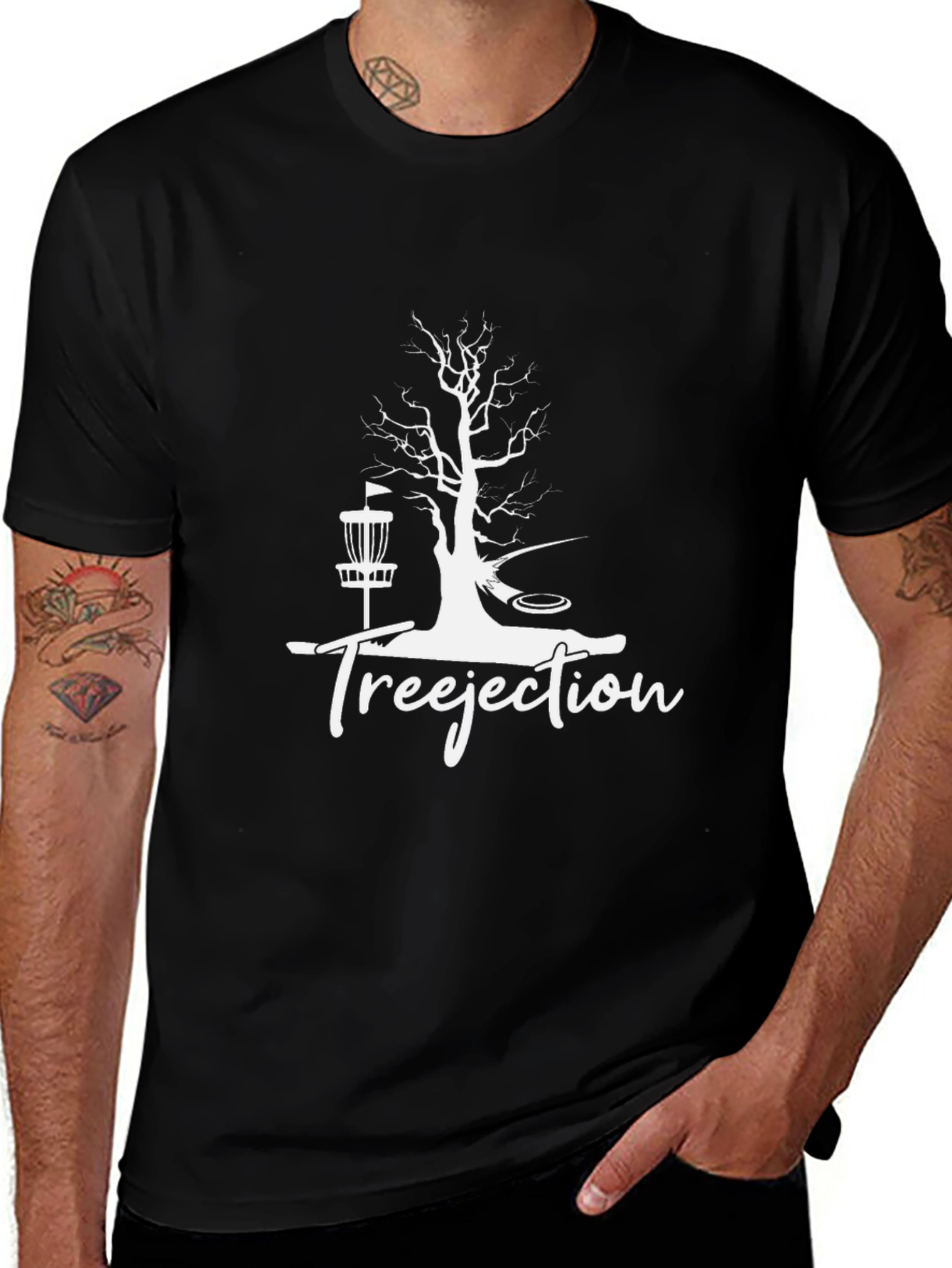 Variant 18 of Treejection Disc Golf T-Shirt