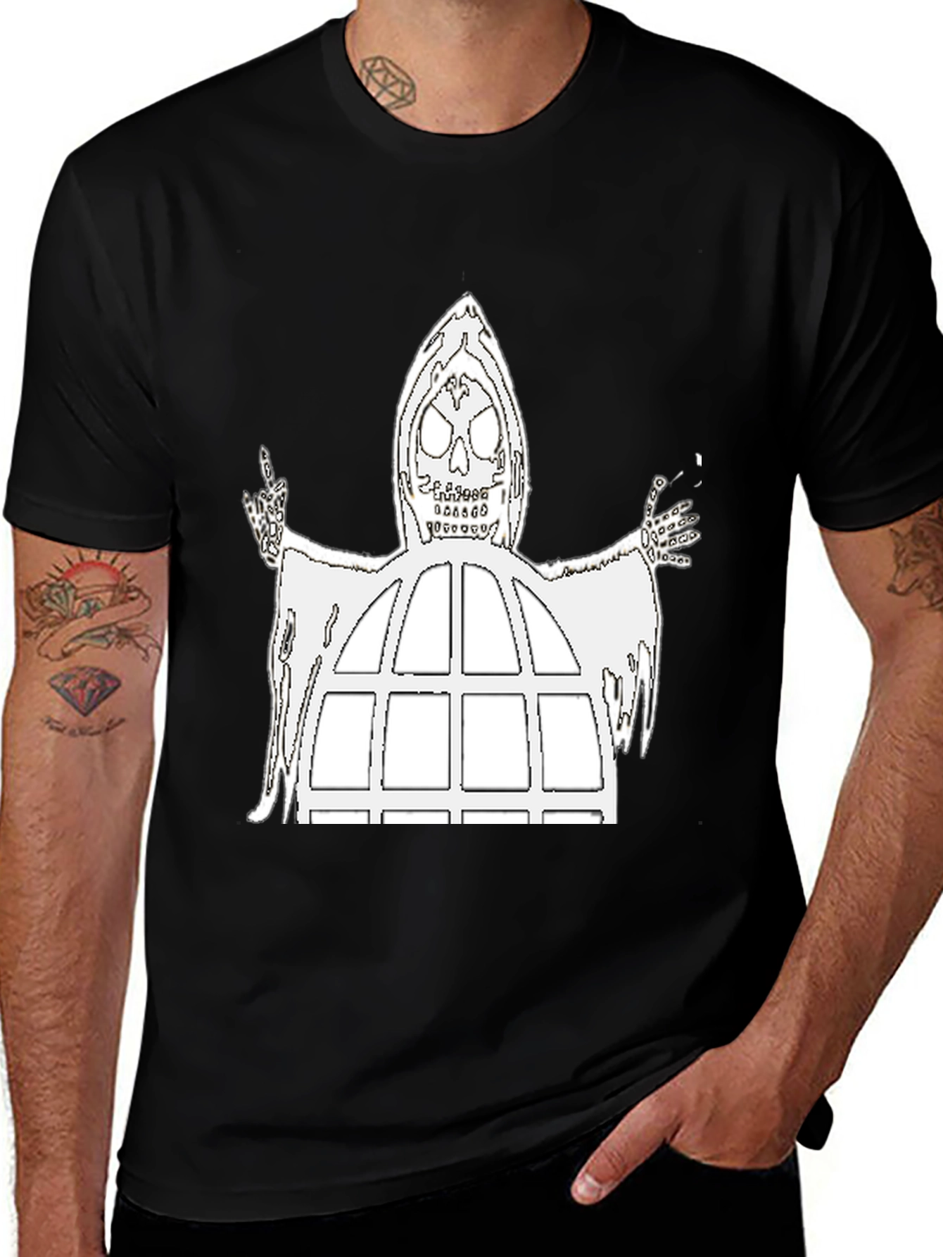 Variant 15 of Grim Reaper Window Graphic Tee - Black Cotton