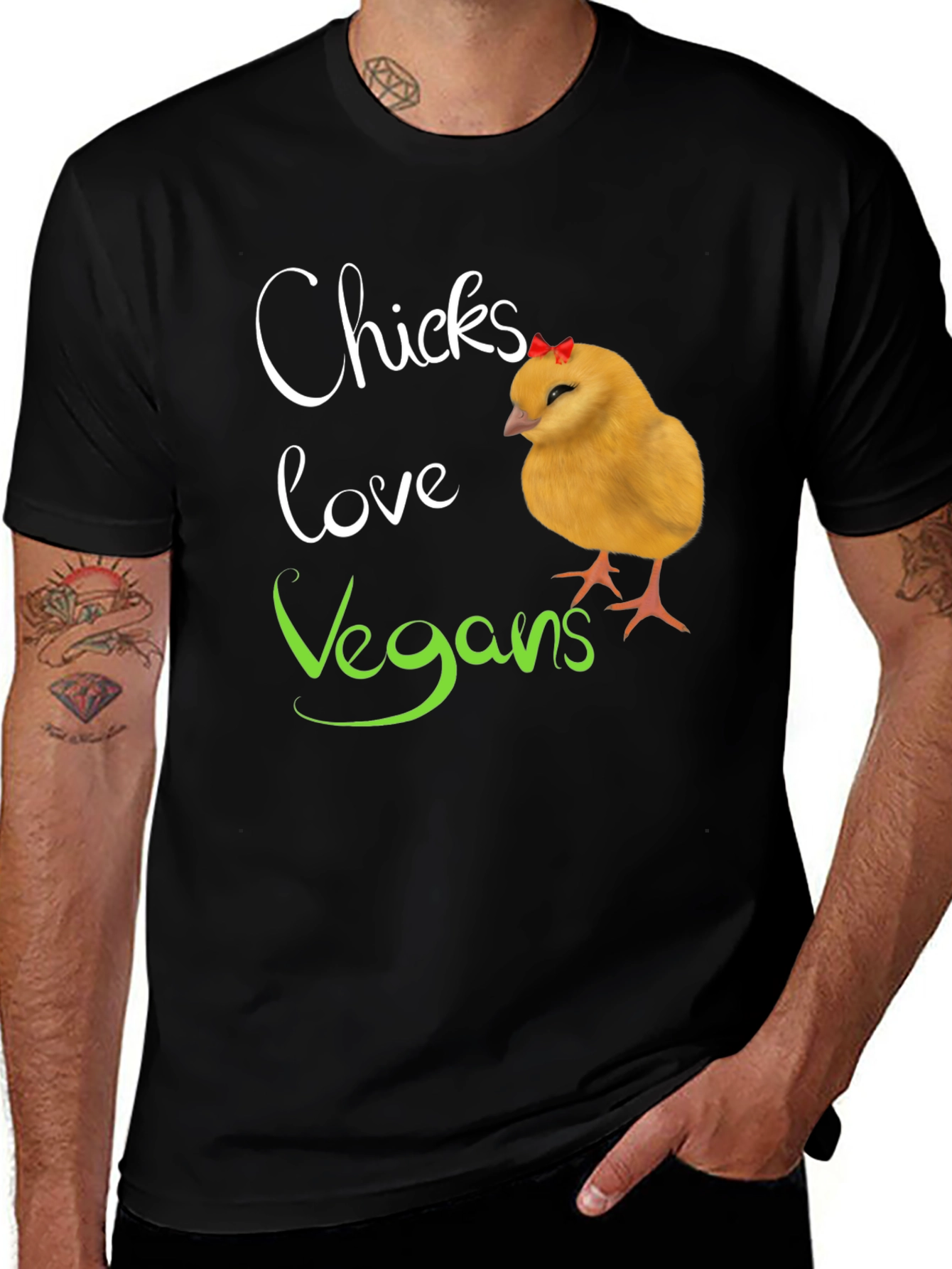 Variant 12 of Chicks Love Vegans T-Shirt - Unisex Black Cotton Tee
