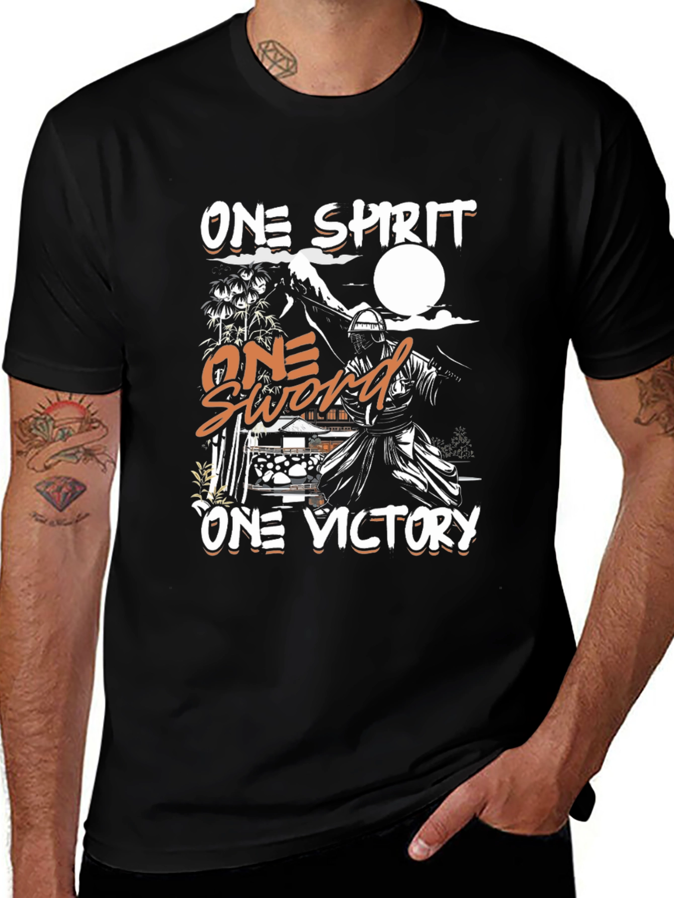 One Spirit Sword Victory Black Graphic Tee