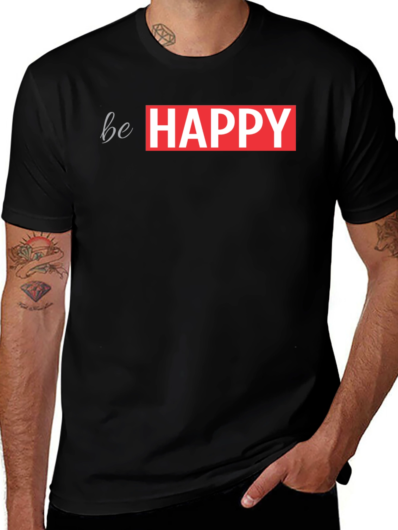 Variant 3 of Be Happy Graphic Tee - Trendy Casual Wear