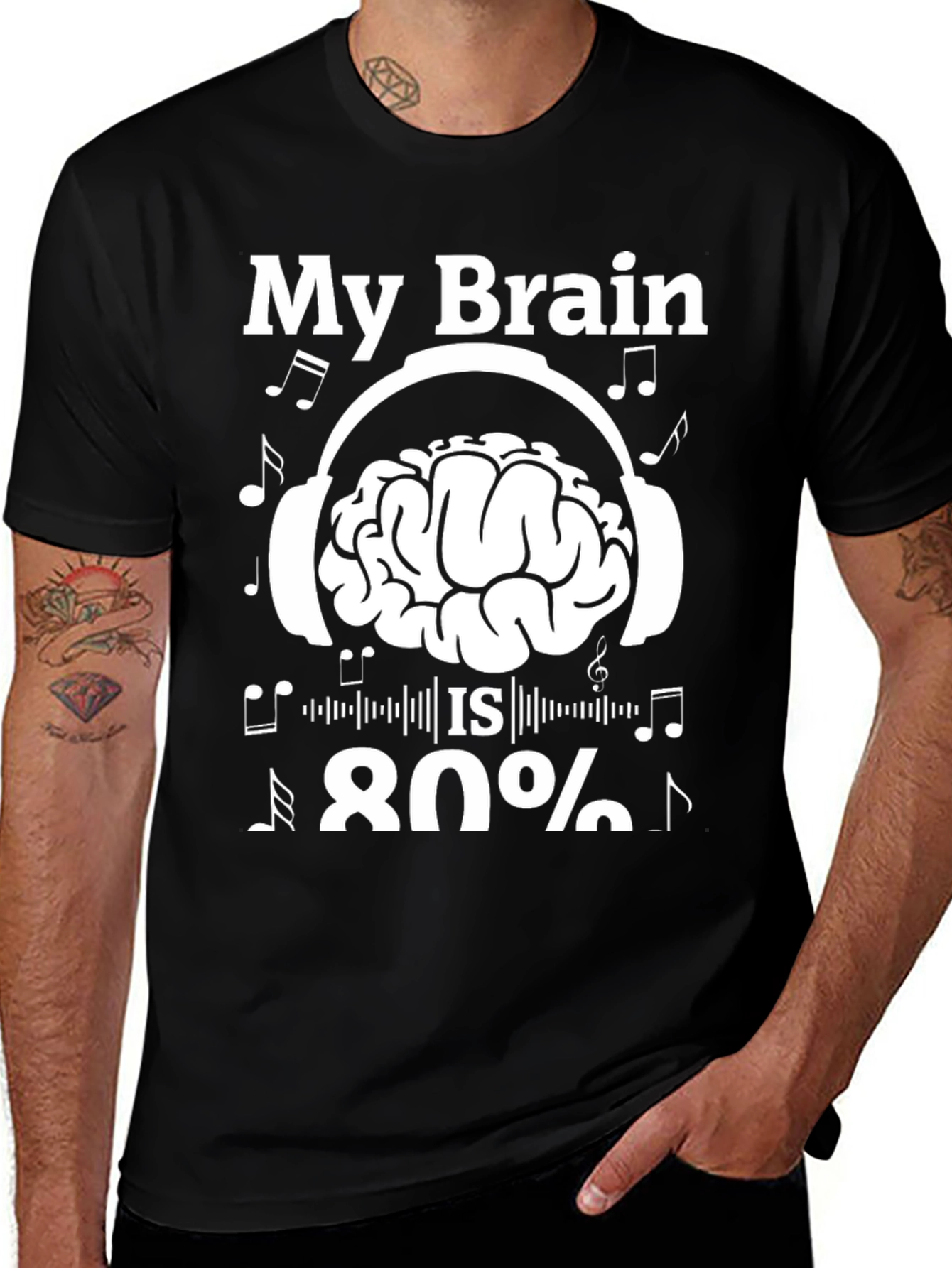 Variant 16 of My Brain is 80% Music T-Shirt - Quirky Gift for Music Lovers!
