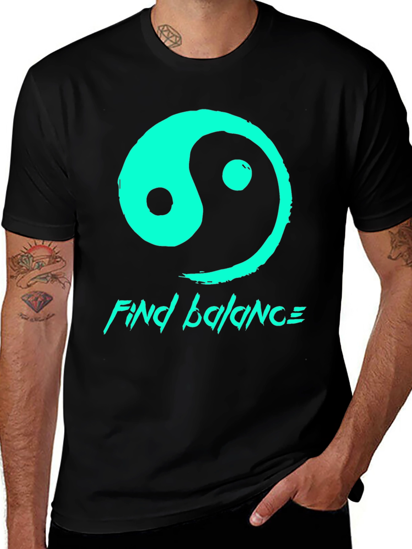 Variant 24 of Yin Yang Find Balance Graphic T-Shirt - Black