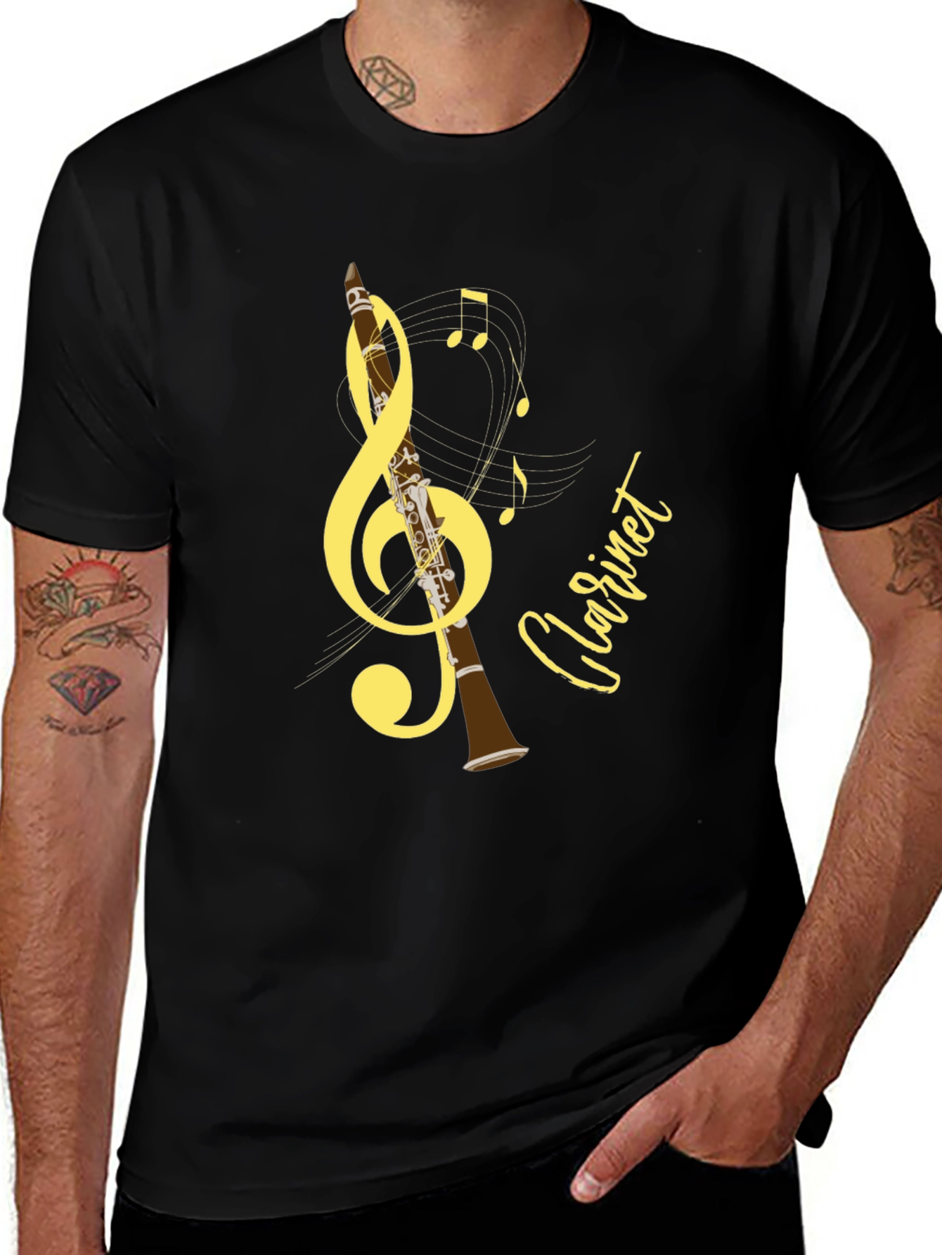 Variant 29 of Musical Clarinet T-Shirt - Black