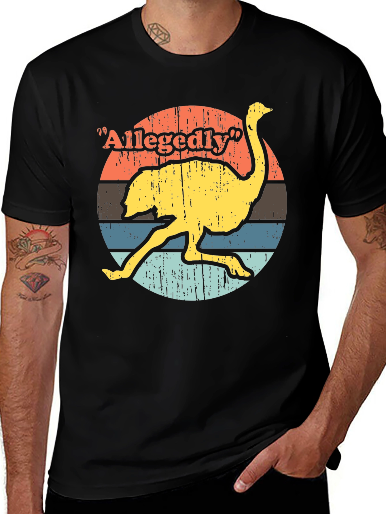 Variant 3 of Allegedly Ostrich T-Shirt - Retro Style