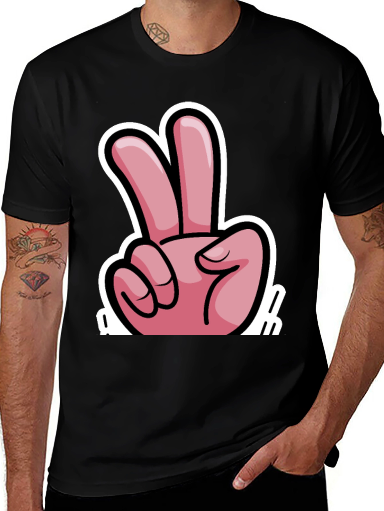 Variant 13 of Peace Sign Graphic T-Shirt - Black