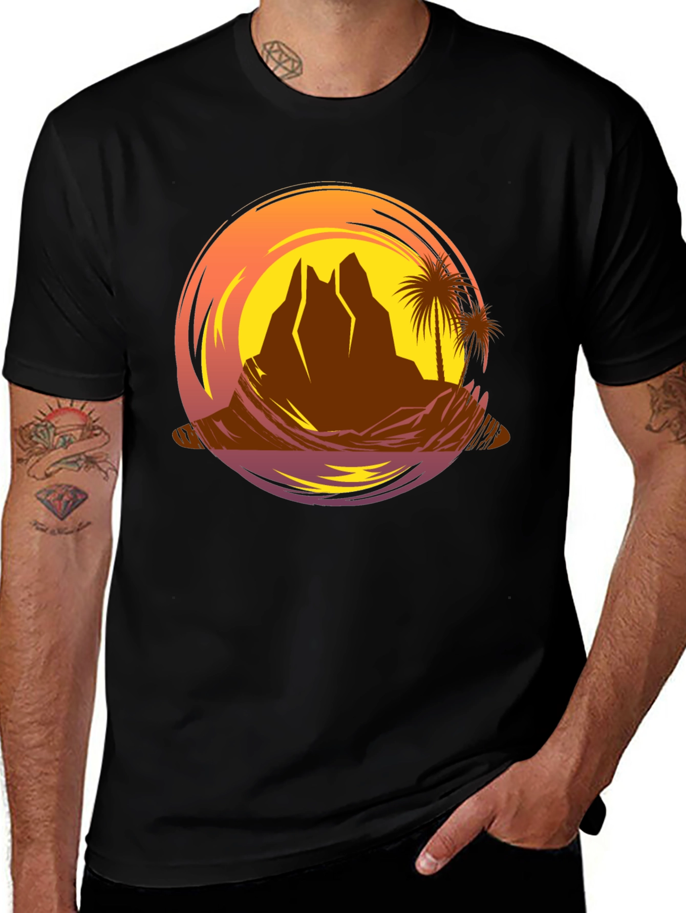 Variant 24 of Sunset Desert Island T-Shirt - Graphic Tee