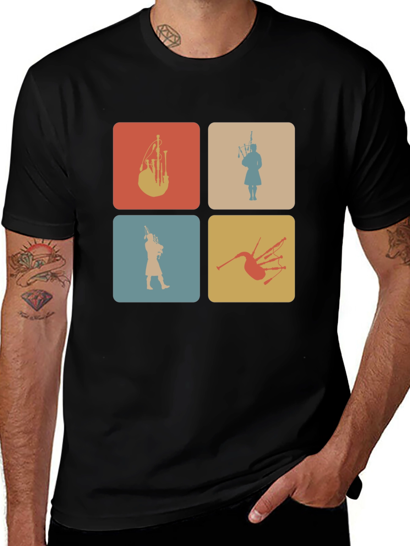 Variant 17 of Retro Bagpipe Silhouette Tee