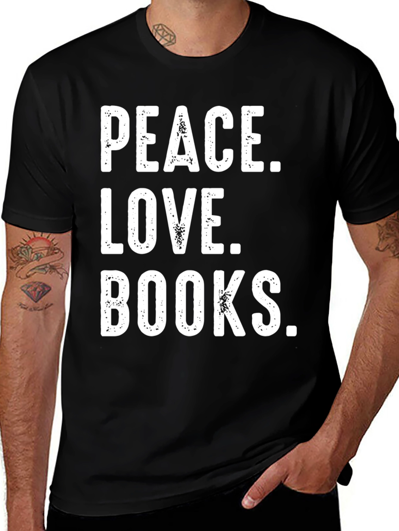 Variant 27 of Peace Love Books T-Shirt - Black