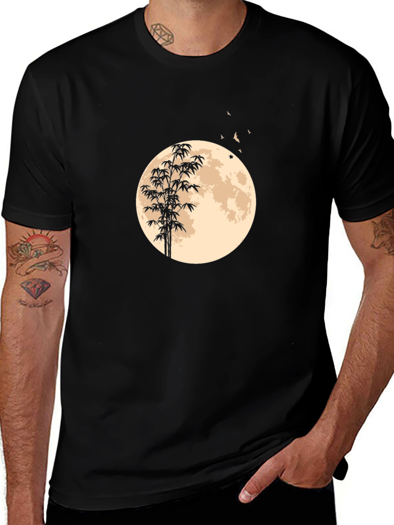 Variant 12 of Moon Bamboo Graphic Tee - Black