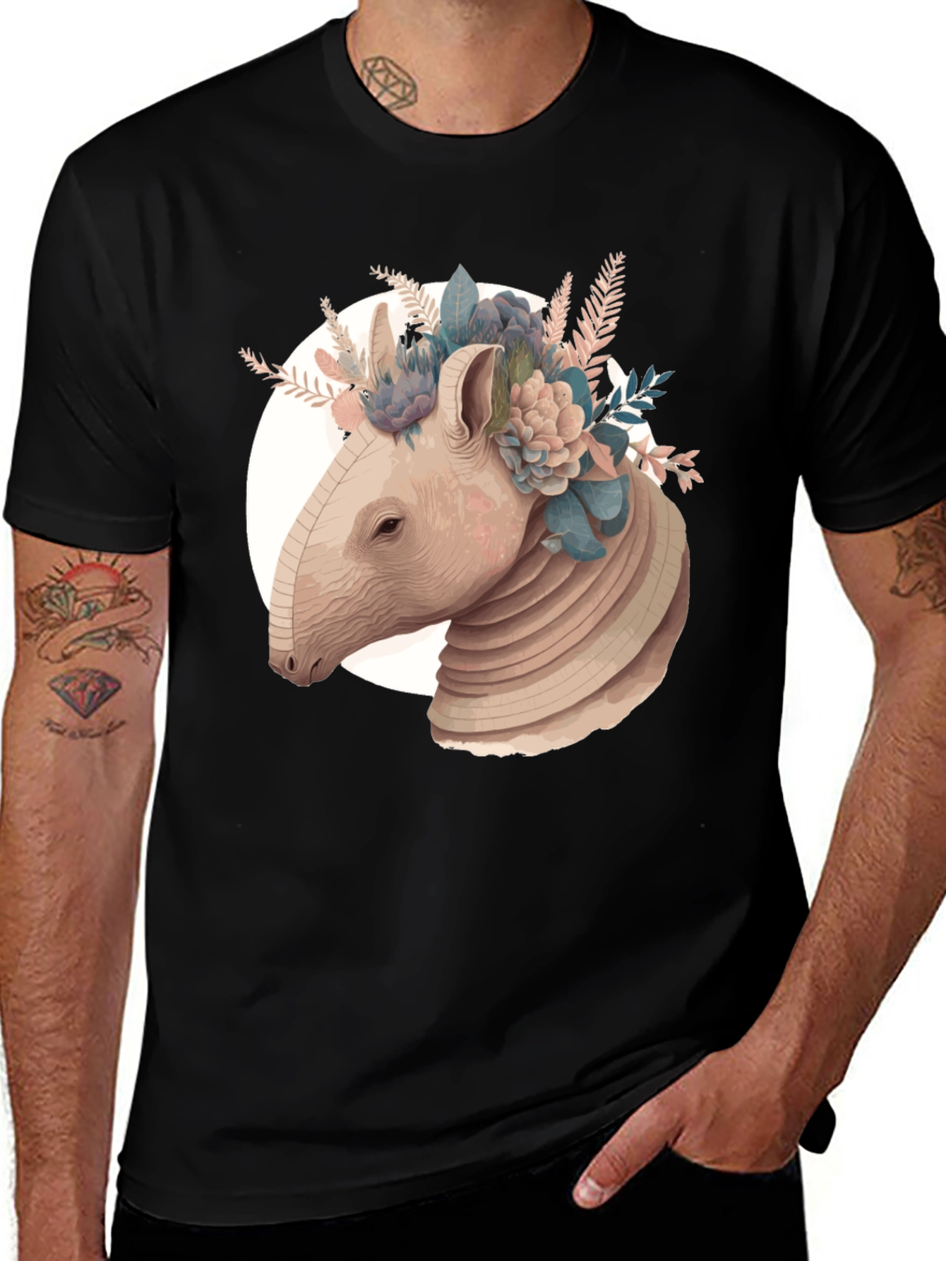 Variant 10 of Floral Tapir Graphic Tee - Stylish & Unique Design