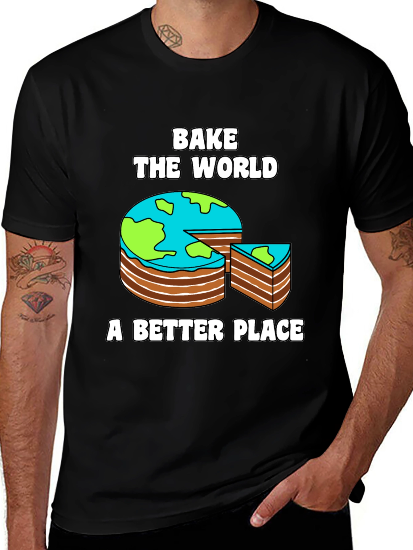Variant 18 of Bake the World T-Shirt - Unique Earth Cake Design