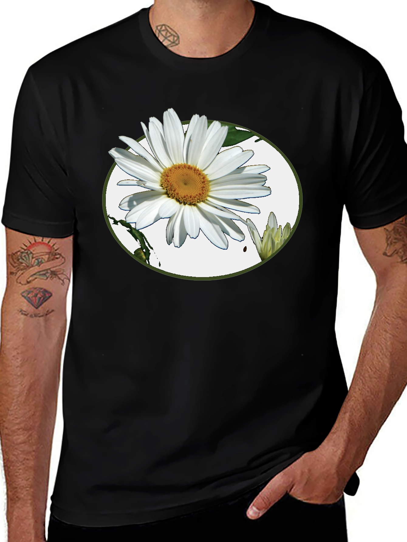 Variant 21 of Daisy Graphic Tee - Casual Black T-Shirt