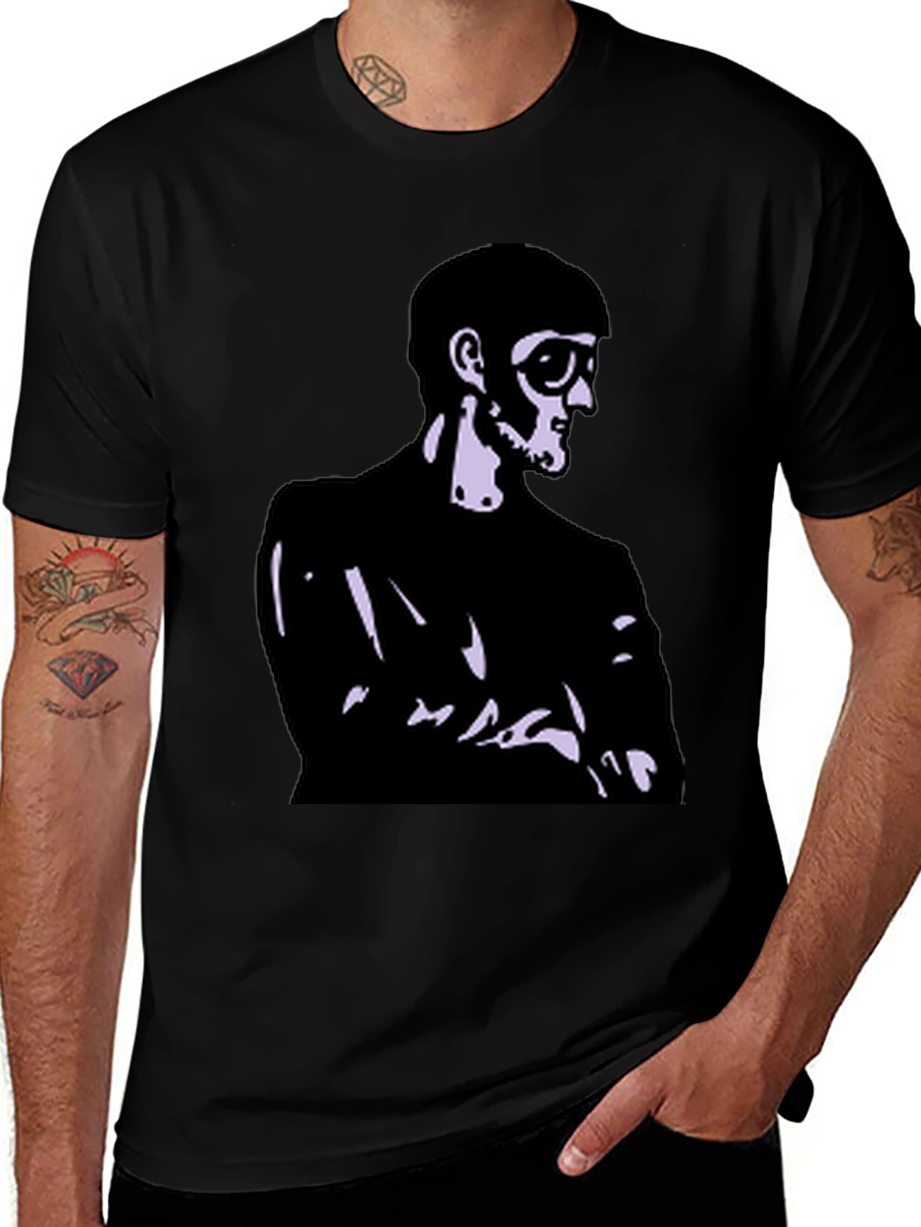 Variant 15 of Men's Black T-Shirt with Skeleton Gentleman Print