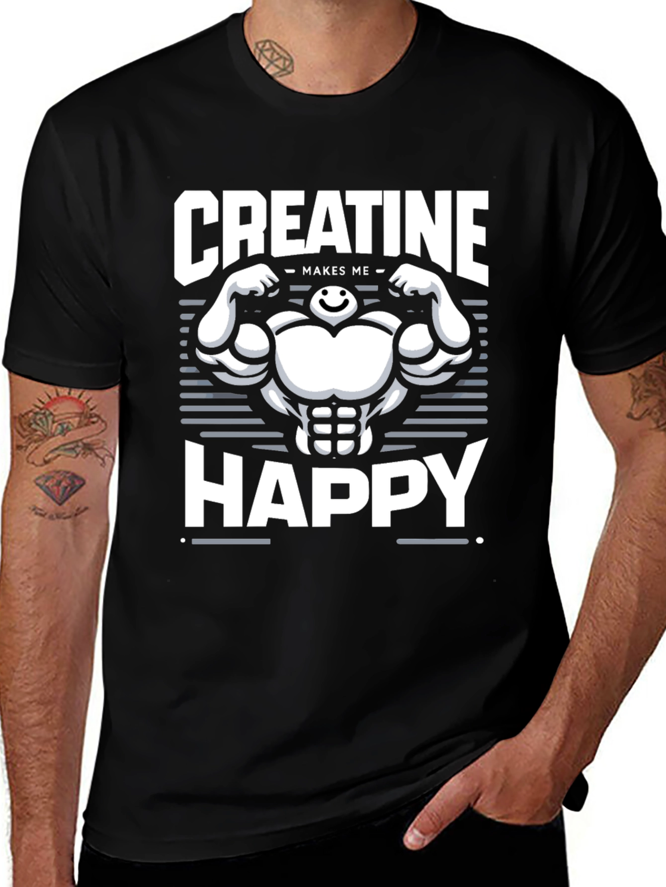 Variant 22 of Creatine Makes Me Happy T-Shirt - Gym Motivation