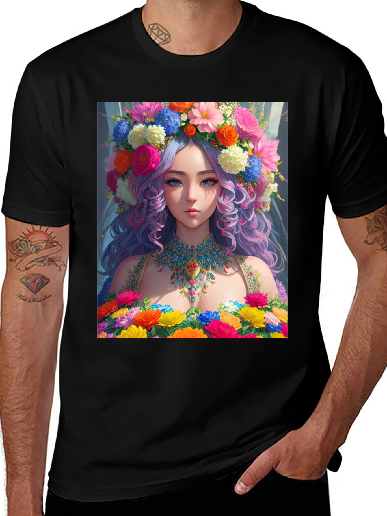 Variant 29 of Floral Goddess Graphic Tee - Unique Anime Style