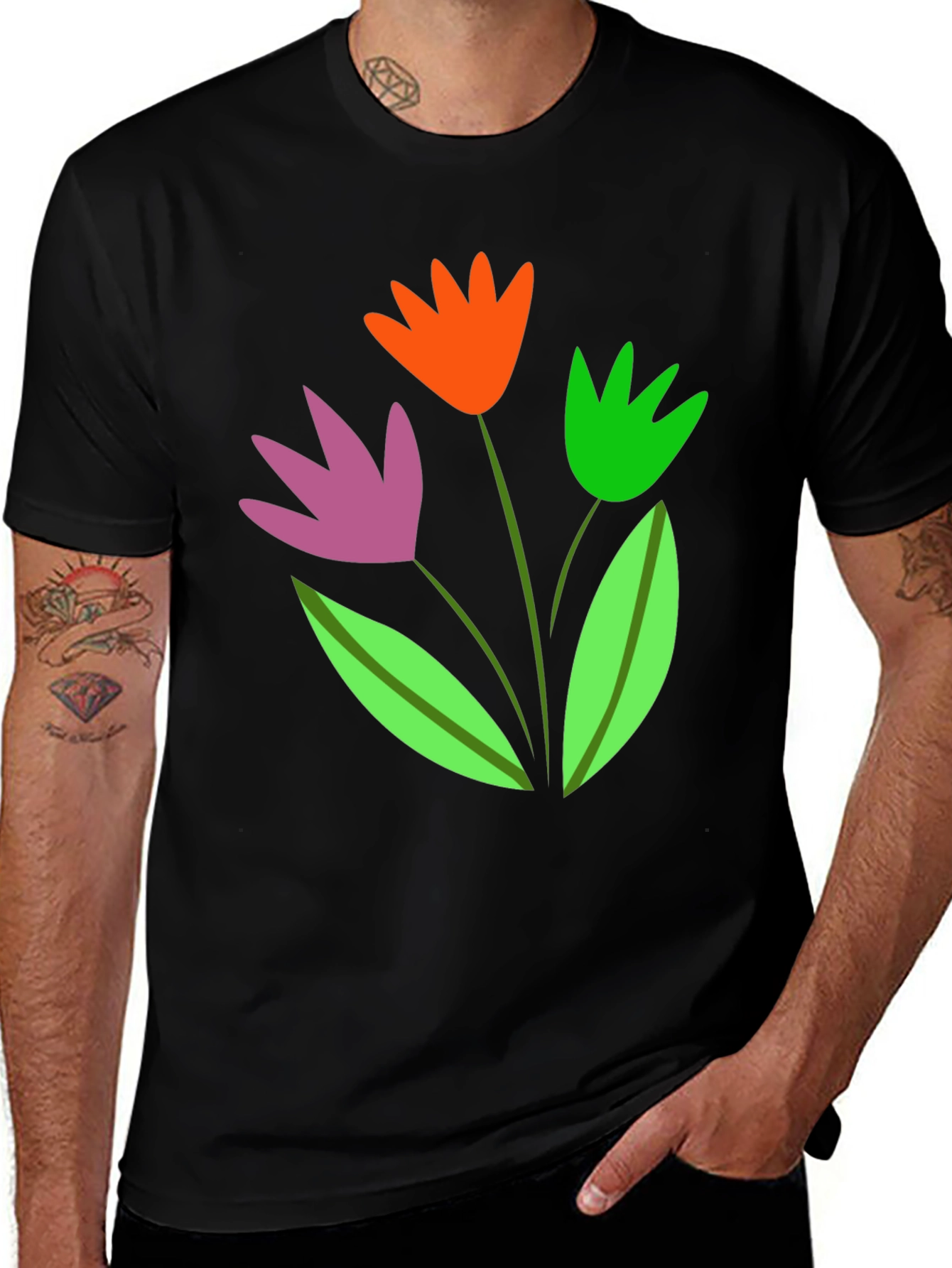 Variant 26 of Floral Graphic Tee - Trendy Cotton Blend Shirt