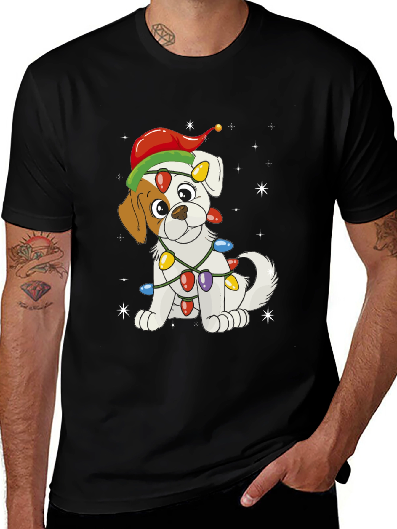 Variant 27 of Festive Dog Christmas Lights T-Shirt