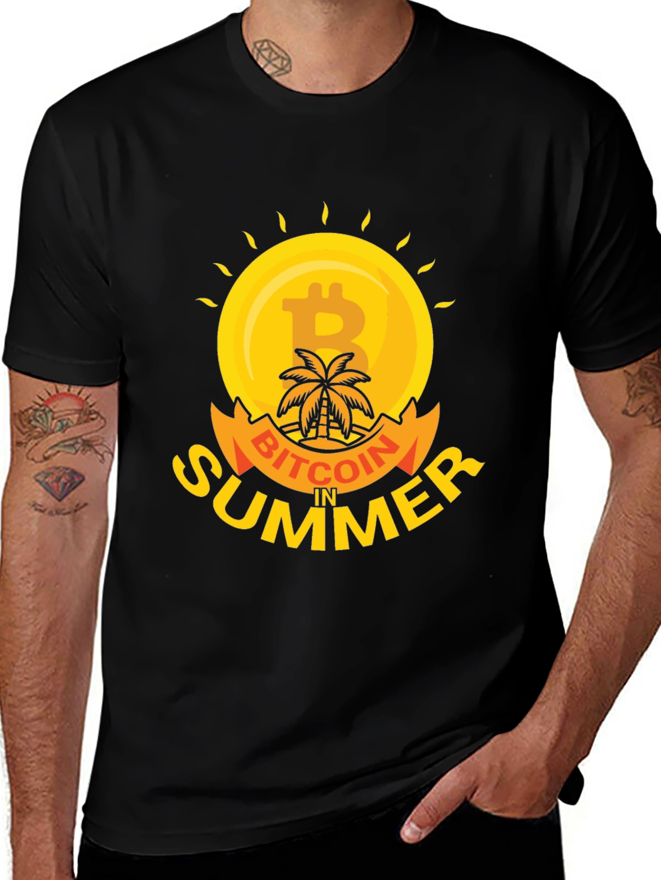 Variant 5 of Bitcoin in Summer Black T-Shirt