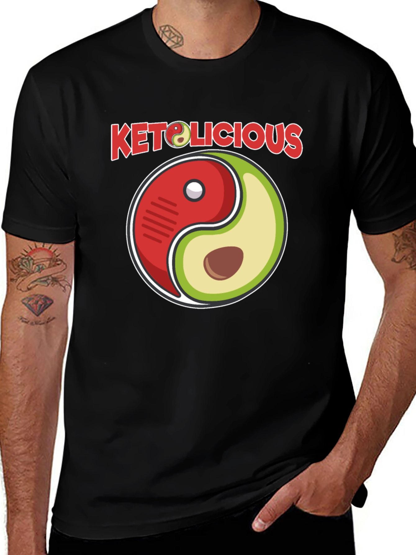 Keto-licious Yin Yang Avocado Graphic T-Shirt