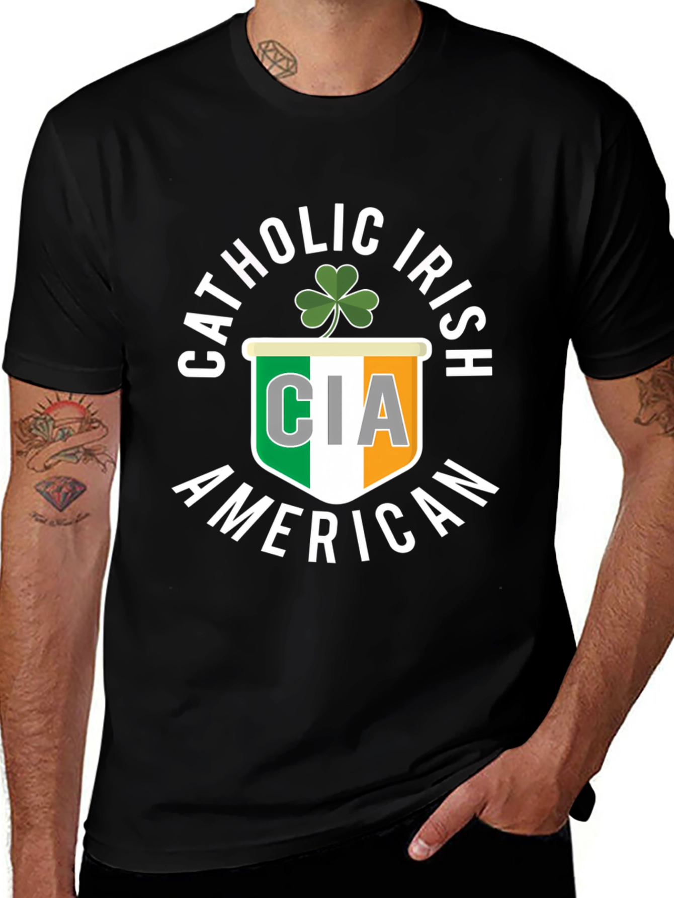 Catholic Irish American CIA Shamrock T-Shirt