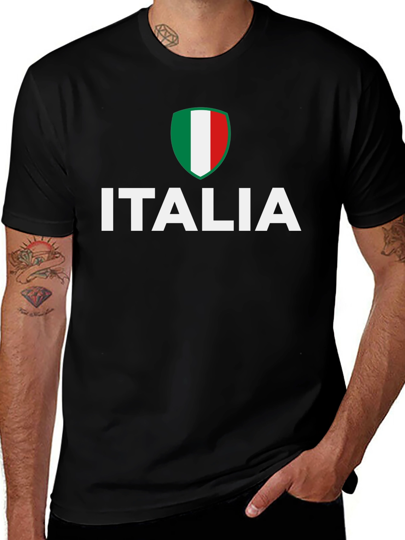 Italia Flag Graphic Tee - Black