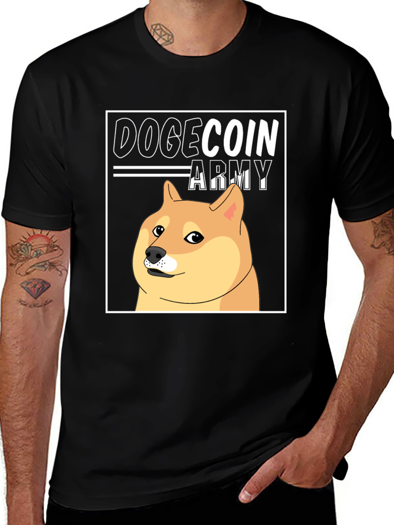 Variant 4 of Dogecoin Army Black T-Shirt