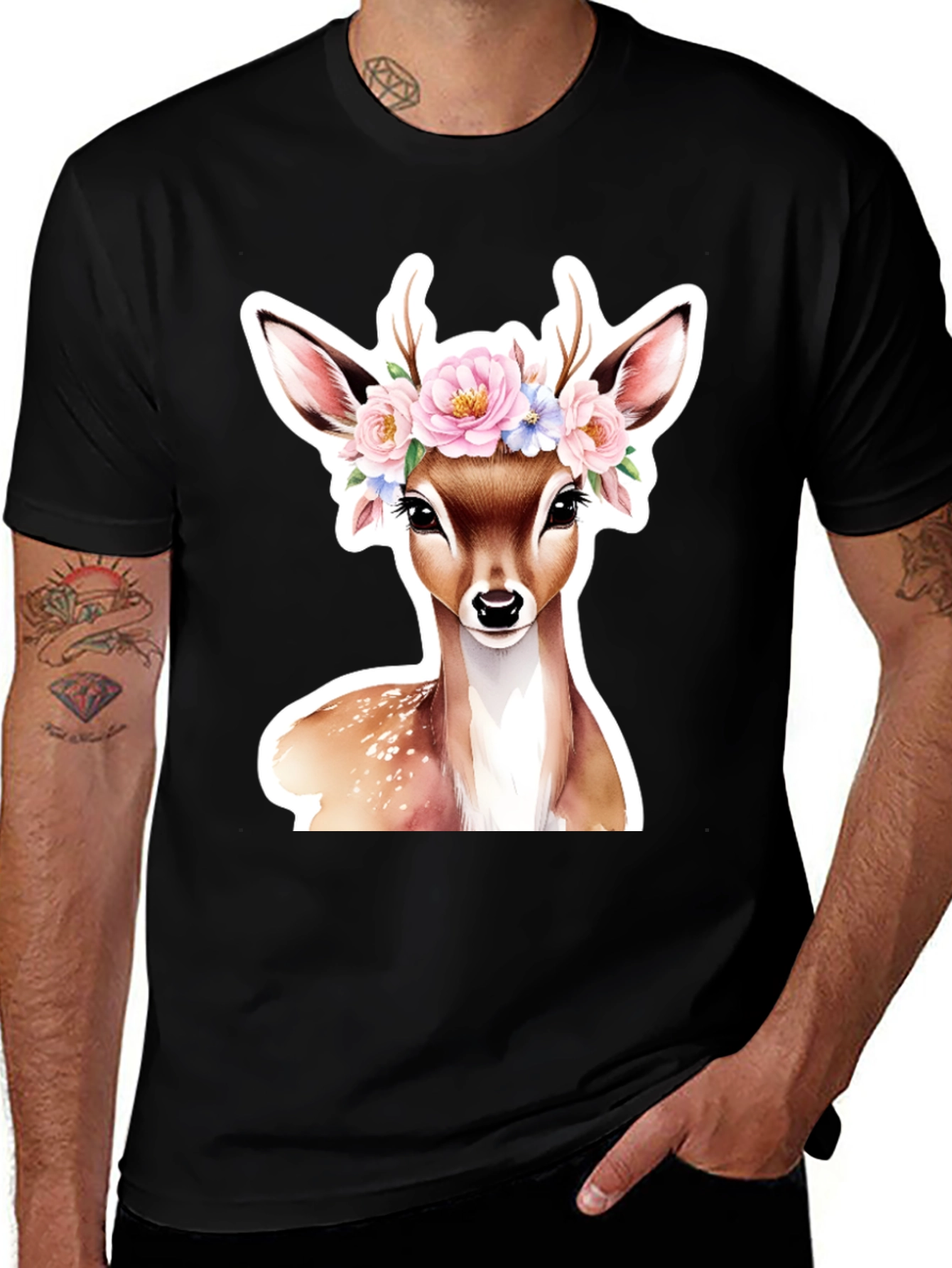 Variant 4 of Floral Deer Graphic Tee - Stylish & Unique