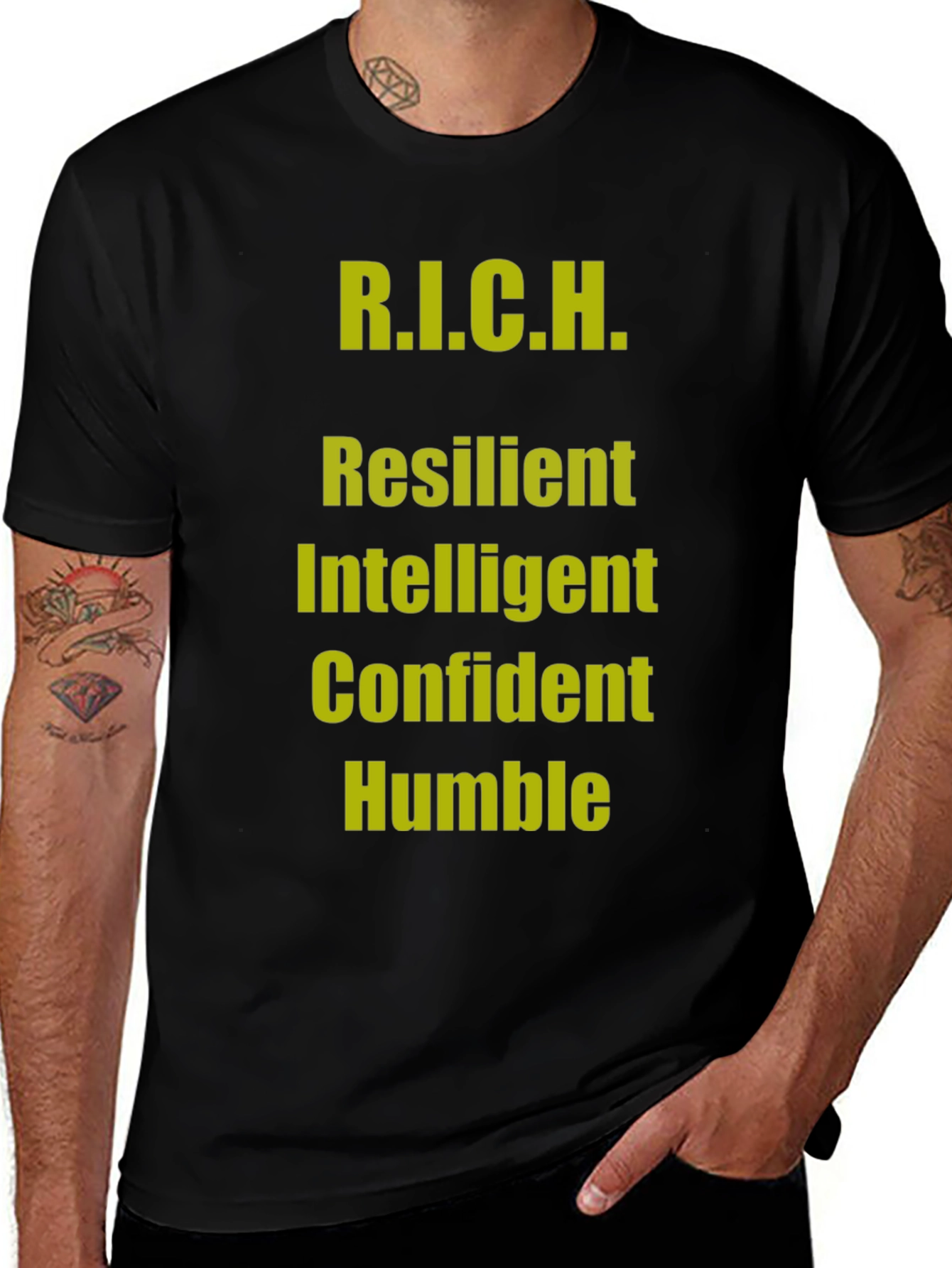 Variant 20 of R.I.C.H. Black T-Shirt - Resilient Intelligent Confident Humble